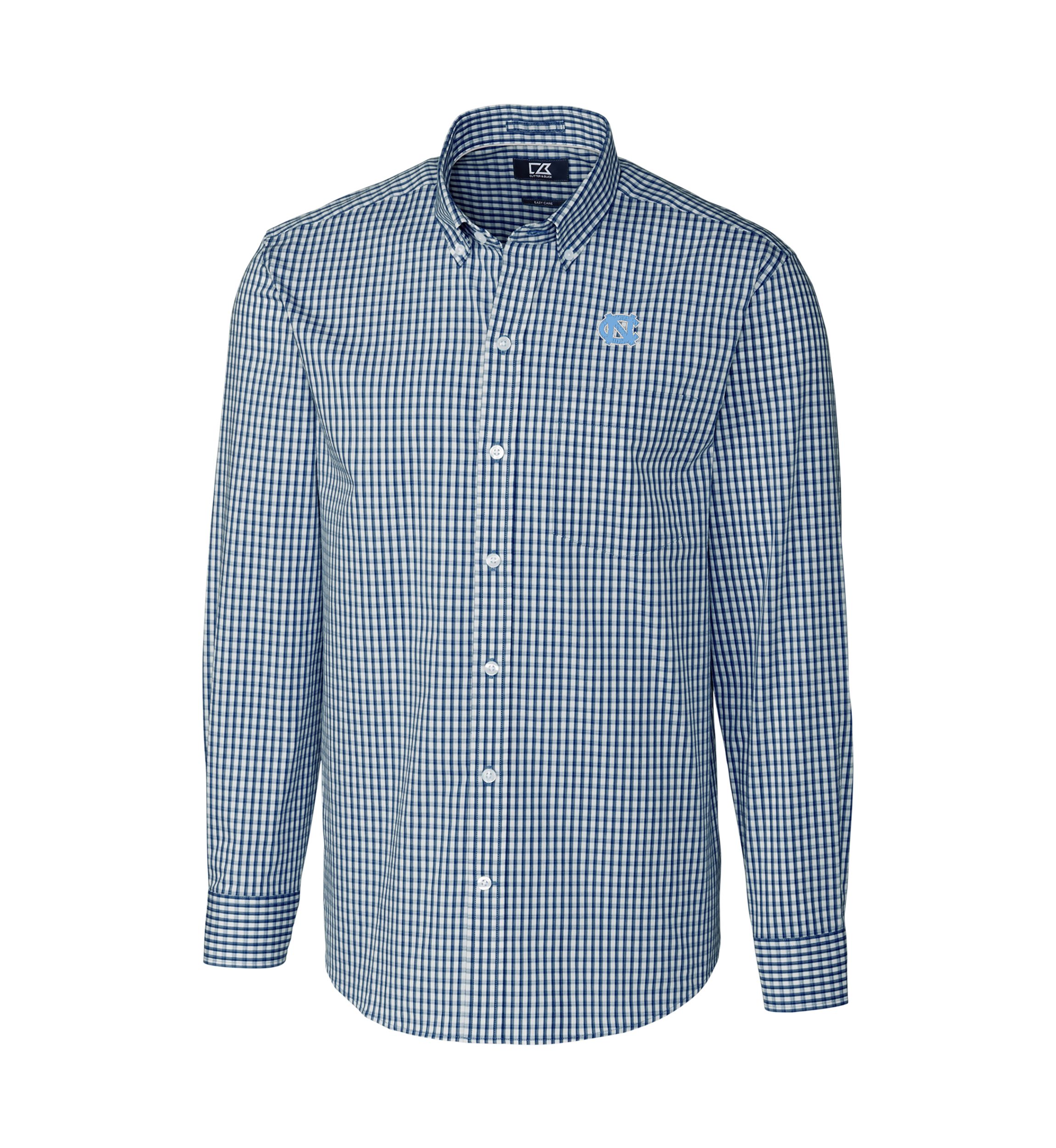 NCAA North Carolina Tar Heels Big & Tall Stretch Gingham Long Sleeve Button Down Shirt
