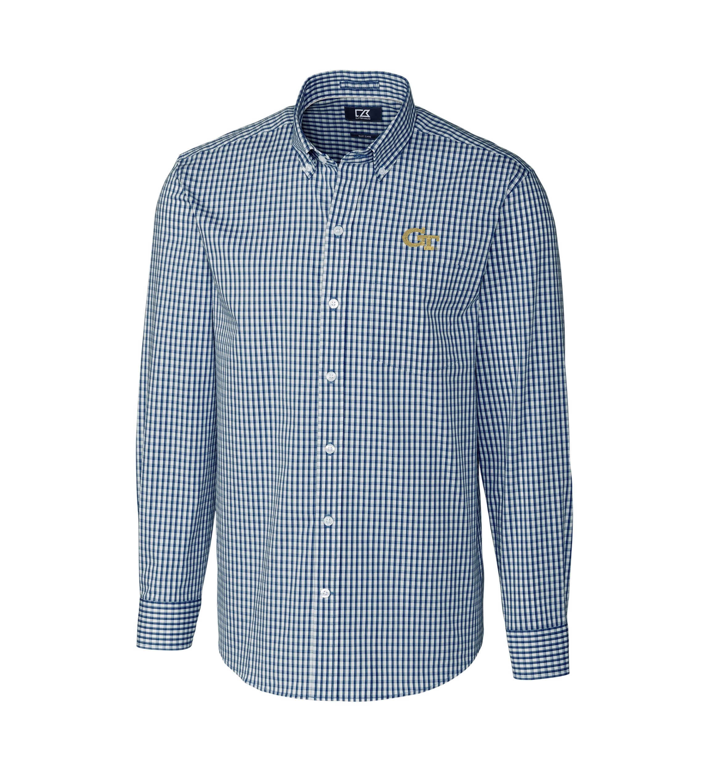 Georgia Tech Yellow Jackets NCAA Georgia Tech Jackets Big & Tall Stretch Gingham Long Sleeve Button Down Shirt
