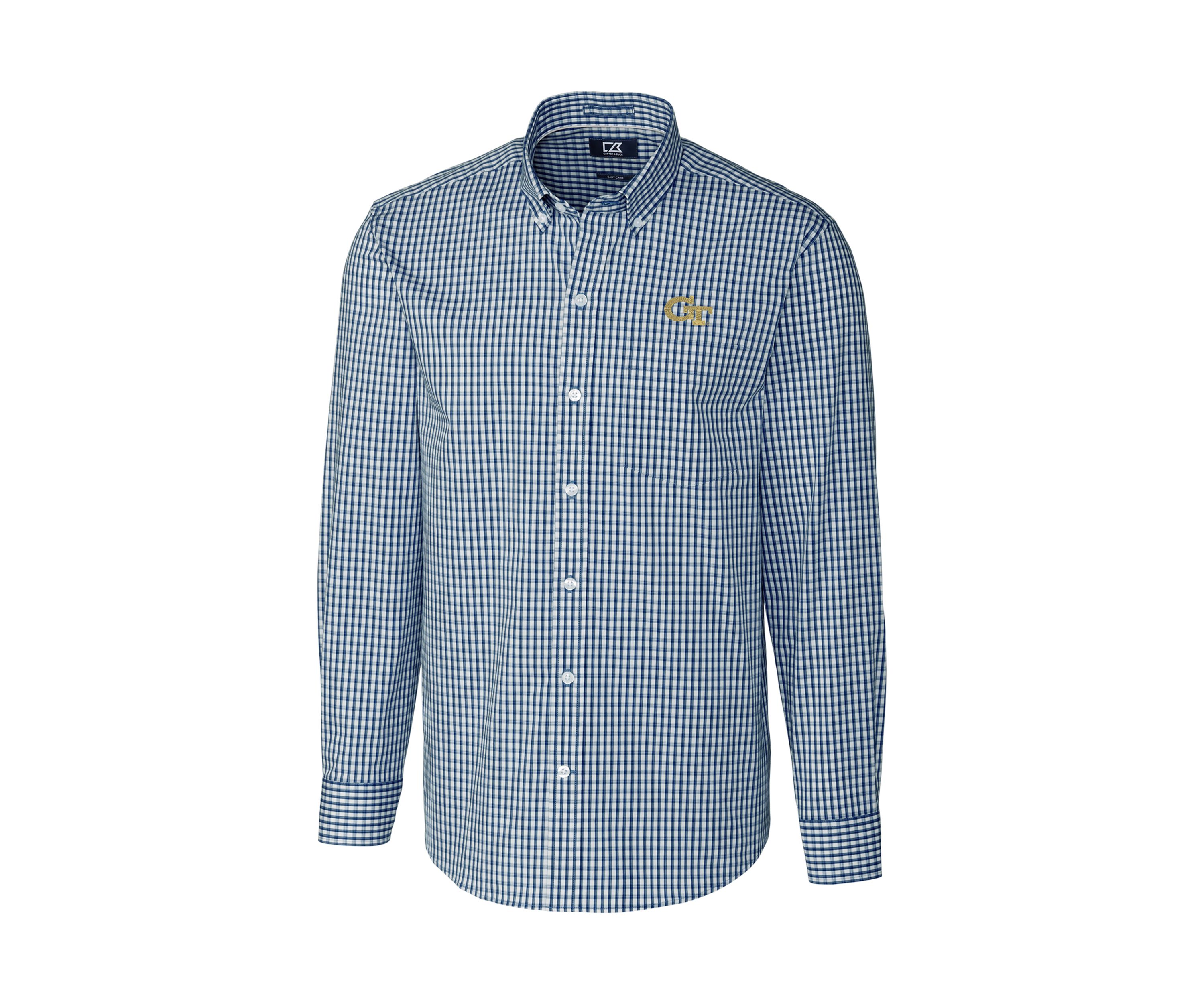 Georgia Tech Yellow Jackets NCAA Georgia Tech Jackets Big & Tall Stretch Gingham Long Sleeve Button Down Shirt