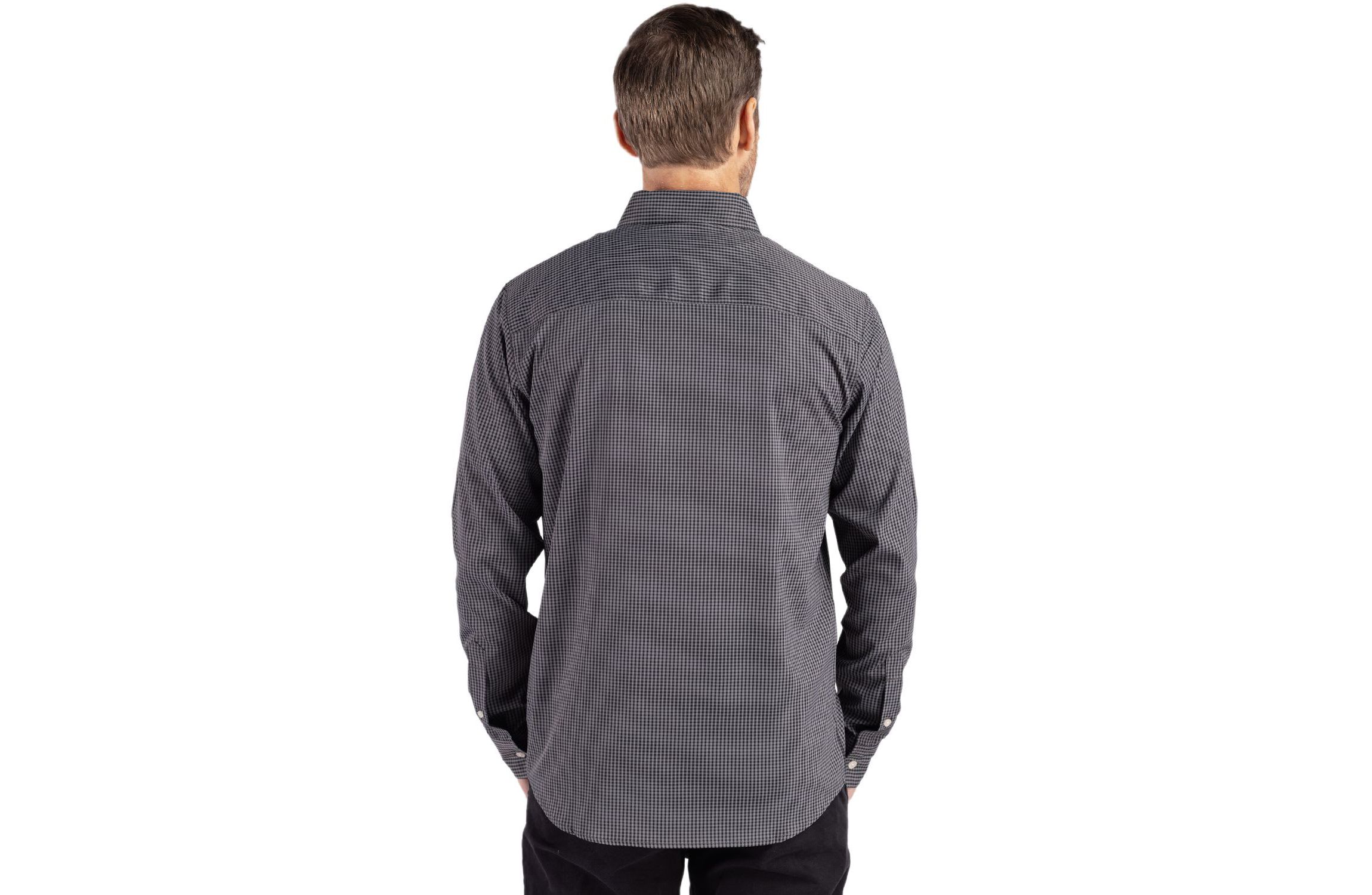 Cutter & Buck Skyline Epic Confidence Recycled Gingham Mens Big & Tall Long Sleeve Dress Shirt