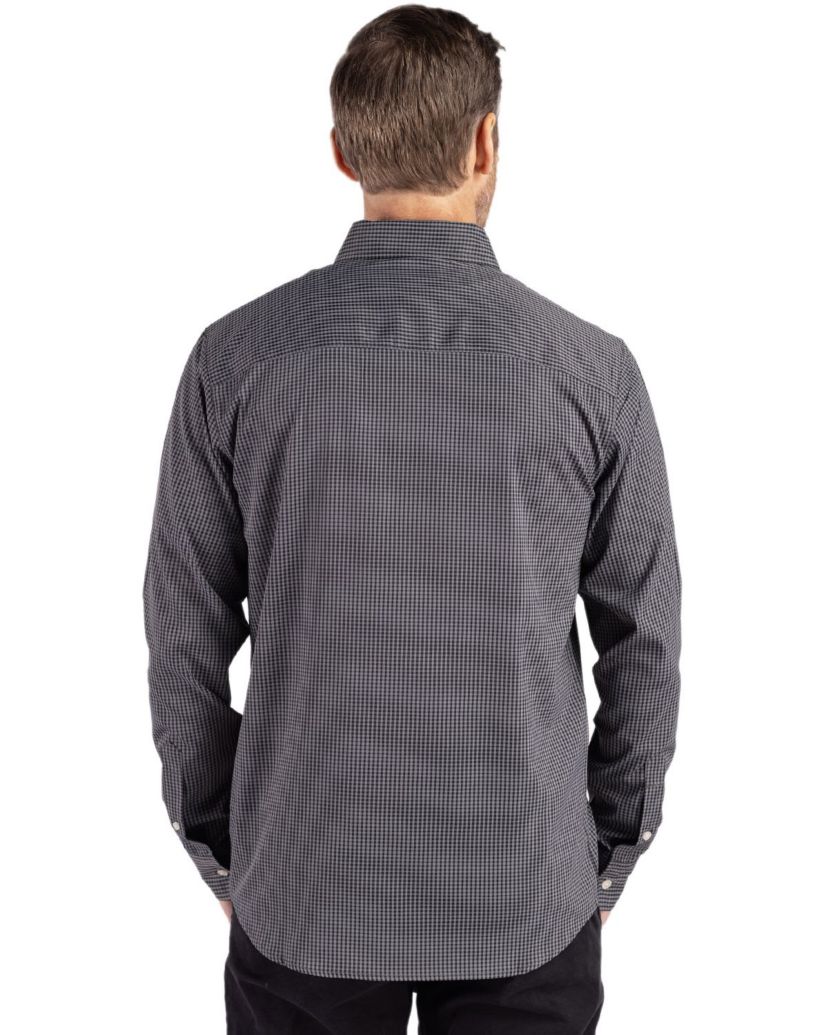 Cutter & Buck Skyline Epic Confidence Recycled Gingham Mens Big & Tall Long Sleeve Dress Shirt