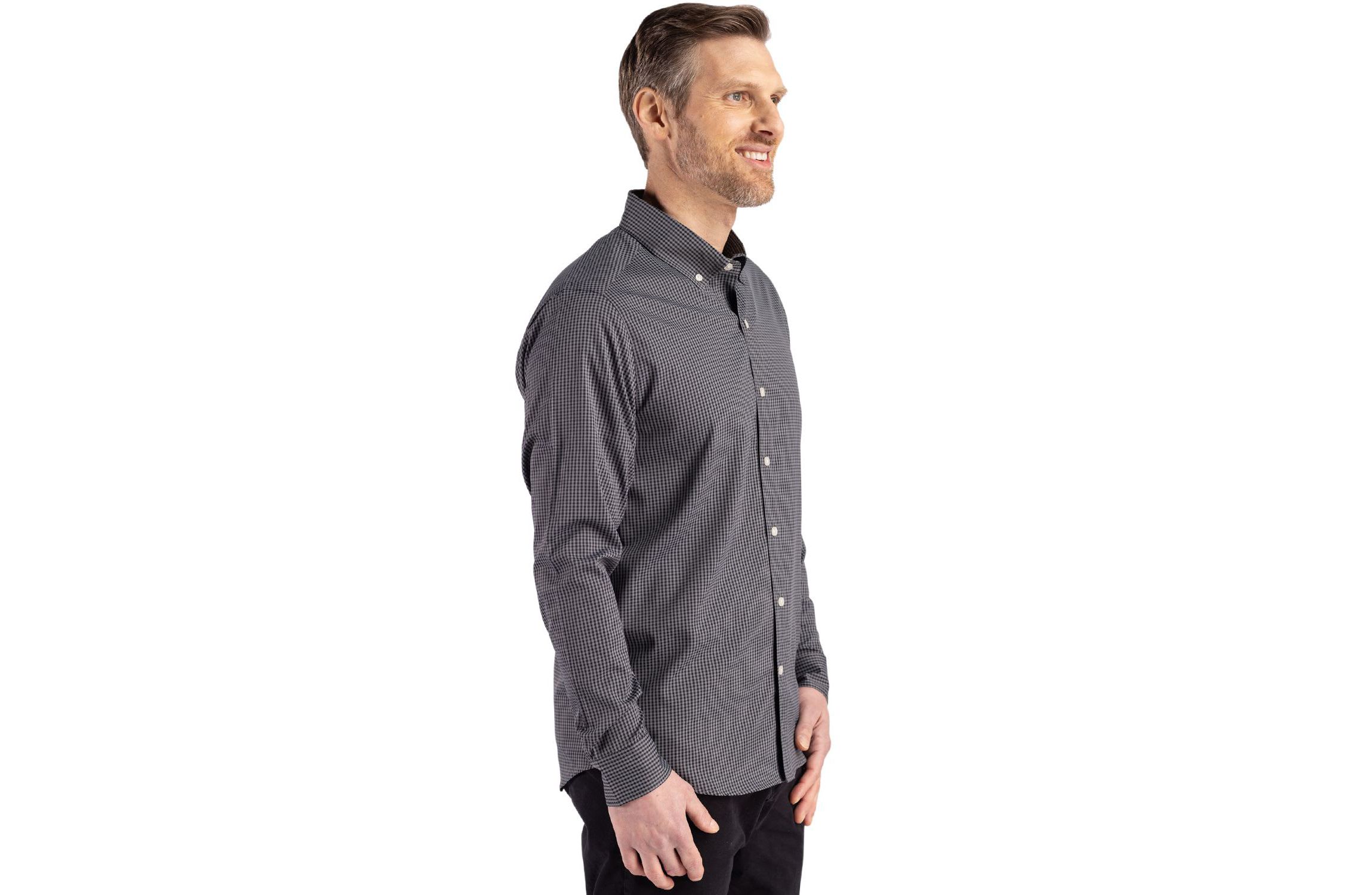 Cutter & Buck Skyline Epic Confidence Recycled Gingham Mens Big & Tall Long Sleeve Dress Shirt