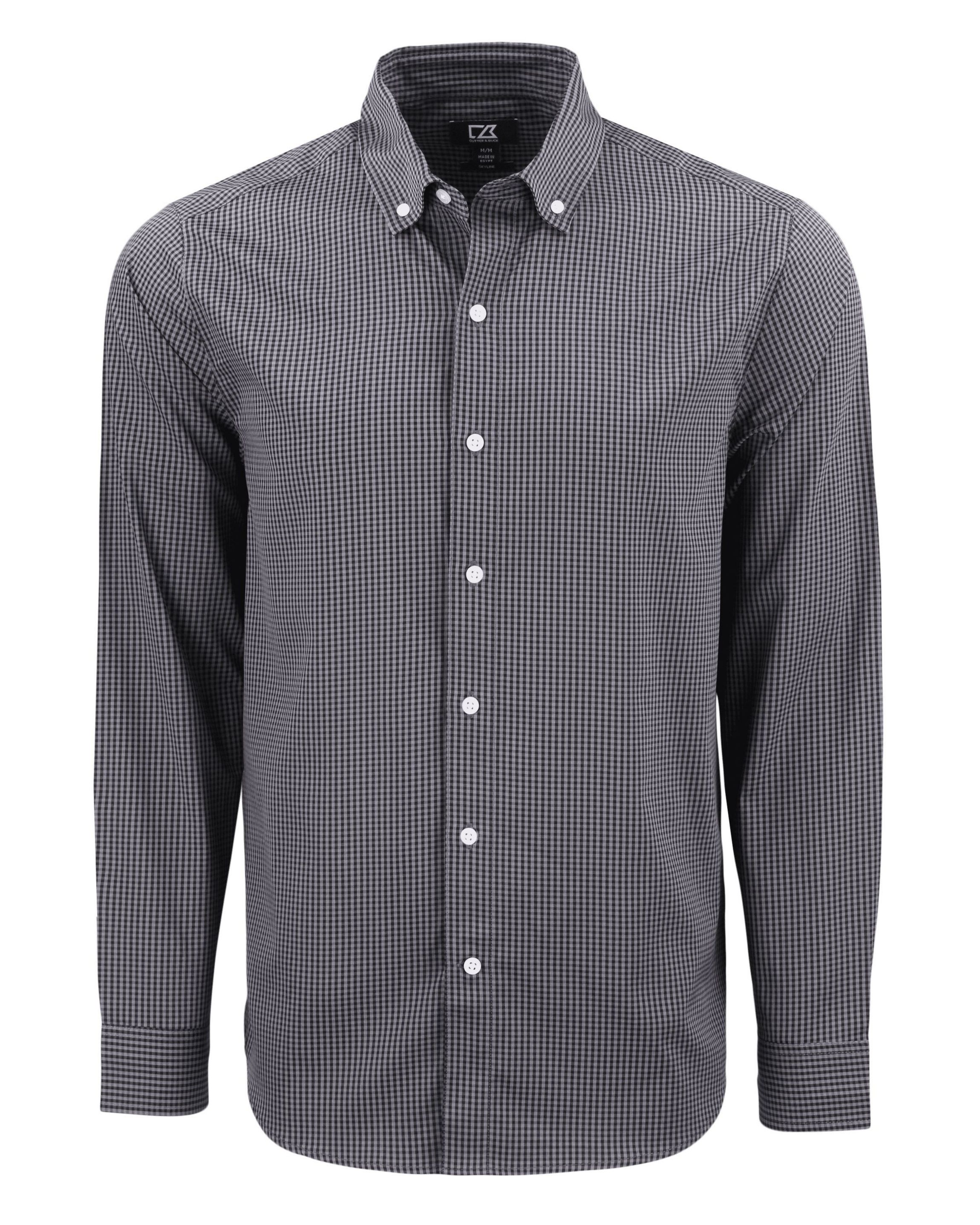 Cutter & Buck Skyline Epic Confidence Recycled Gingham Mens Big & Tall Long Sleeve Dress Shirt