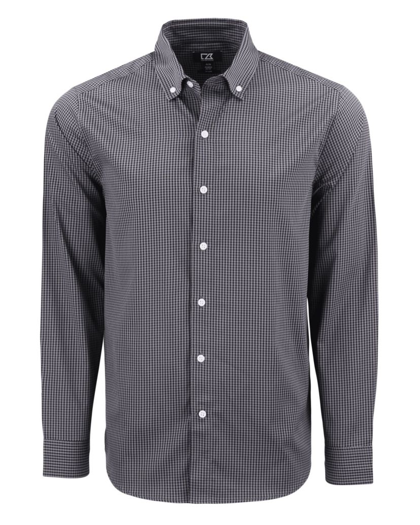 Cutter & Buck Skyline Epic Confidence Recycled Gingham Mens Big & Tall Long Sleeve Dress Shirt