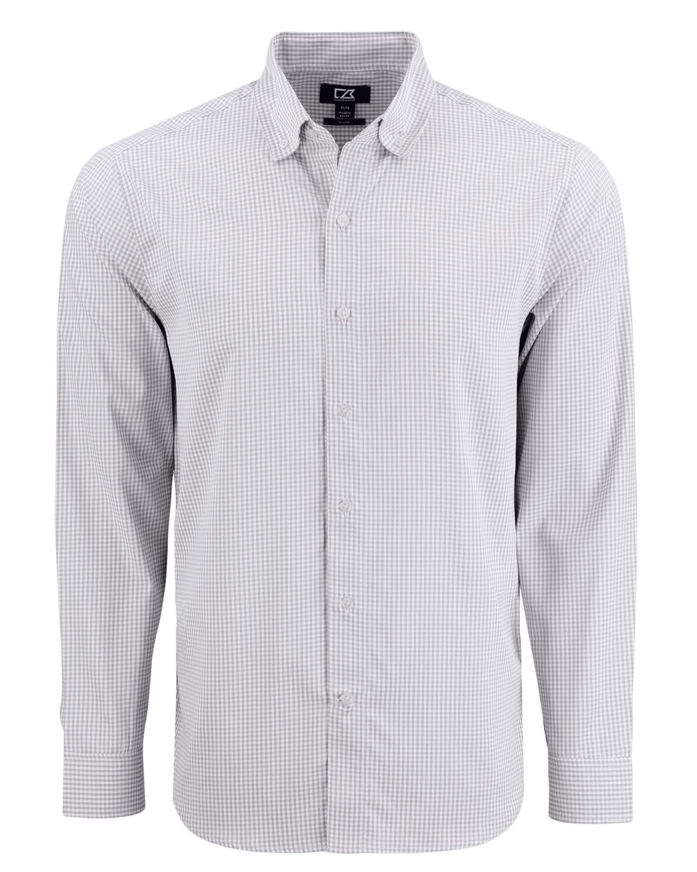 Cutter & Buck Skyline Epic Confidence Recycled Gingham Mens Big & Tall Long Sleeve Dress Shirt