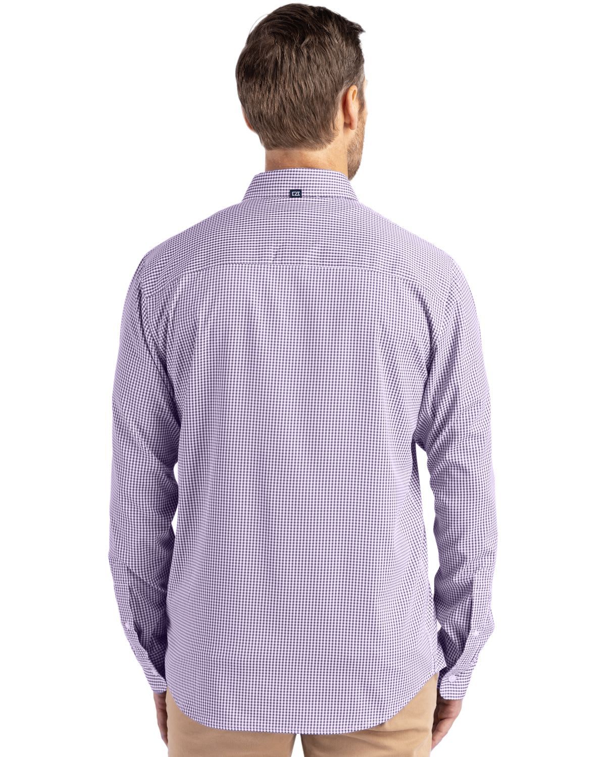 Cutter & Buck Skyline Epic Confidence Recycled Gingham Mens Big & Tall Long Sleeve Dress Shirt