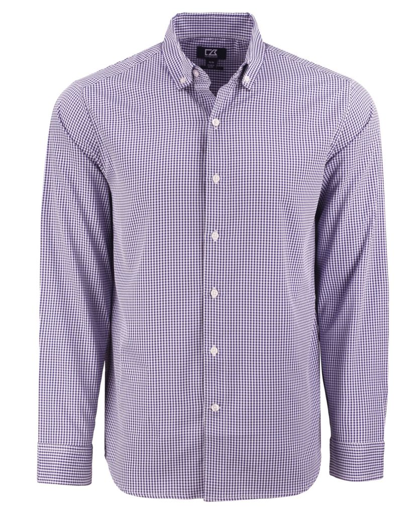Cutter & Buck Skyline Epic Confidence Recycled Gingham Mens Big & Tall Long Sleeve Dress Shirt