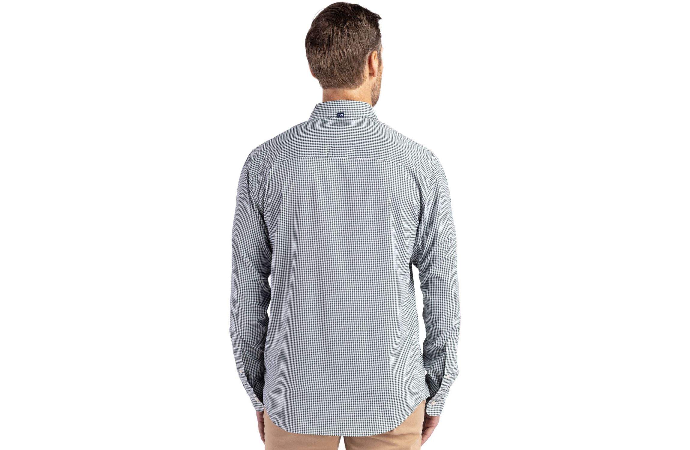 Cutter & Buck Skyline Epic Confidence Recycled Gingham Mens Big & Tall Long Sleeve Dress Shirt