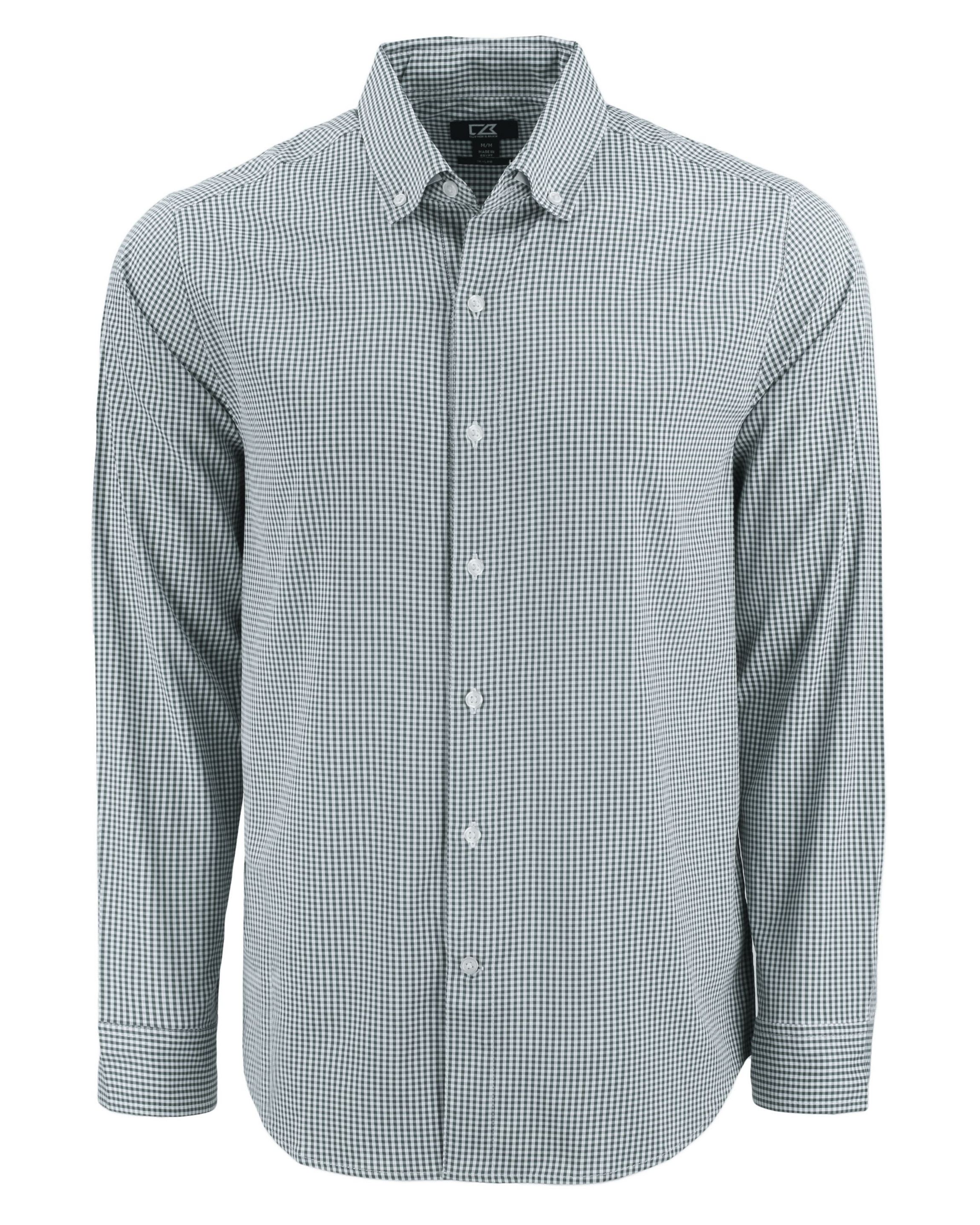Cutter & Buck Skyline Epic Confidence Recycled Gingham Mens Big & Tall Long Sleeve Dress Shirt