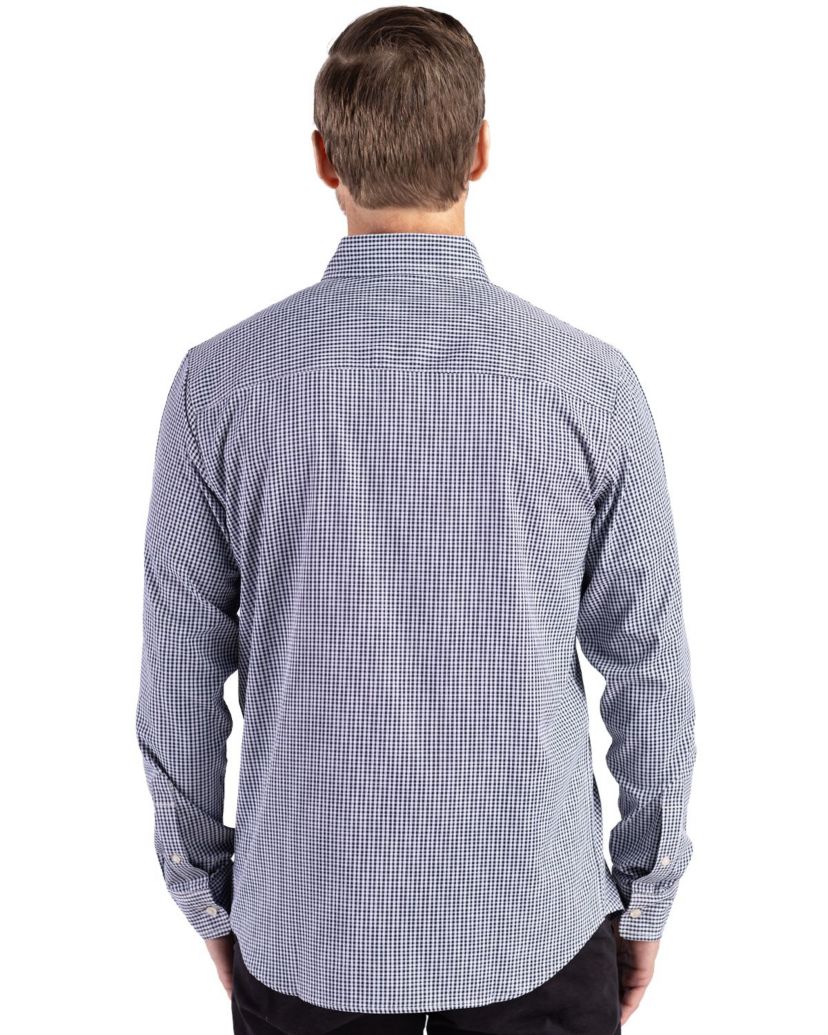 Cutter & Buck Skyline Epic Confidence Recycled Gingham Mens Big & Tall Long Sleeve Dress Shirt