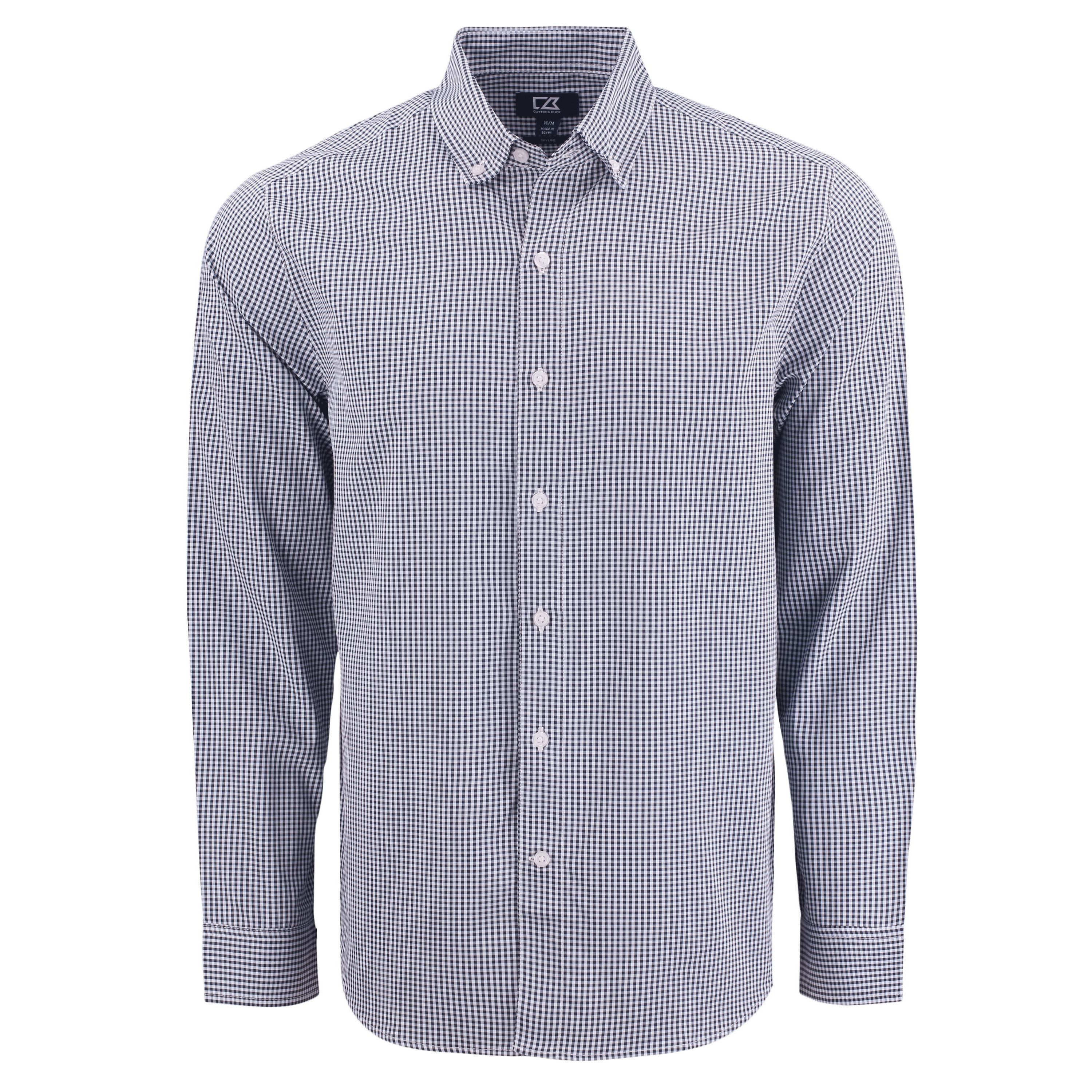 Cutter & Buck Skyline Epic Confidence Recycled Gingham Mens Big & Tall Long Sleeve Dress Shirt
