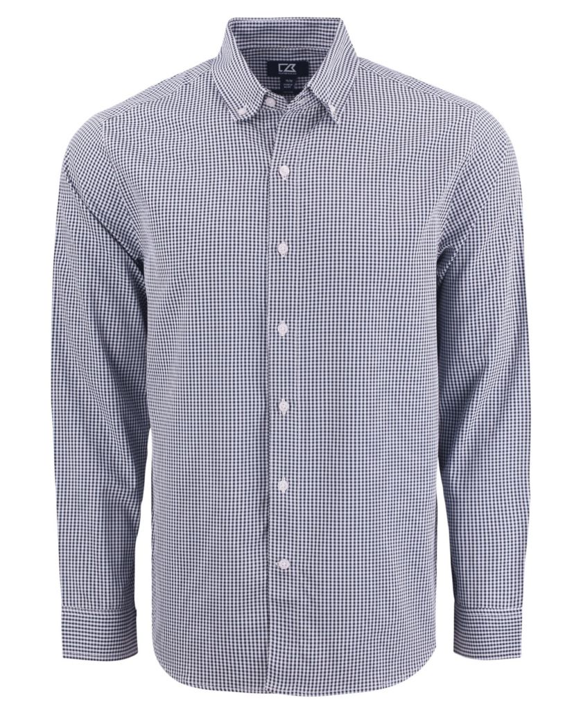Cutter & Buck Skyline Epic Confidence Recycled Gingham Mens Big & Tall Long Sleeve Dress Shirt
