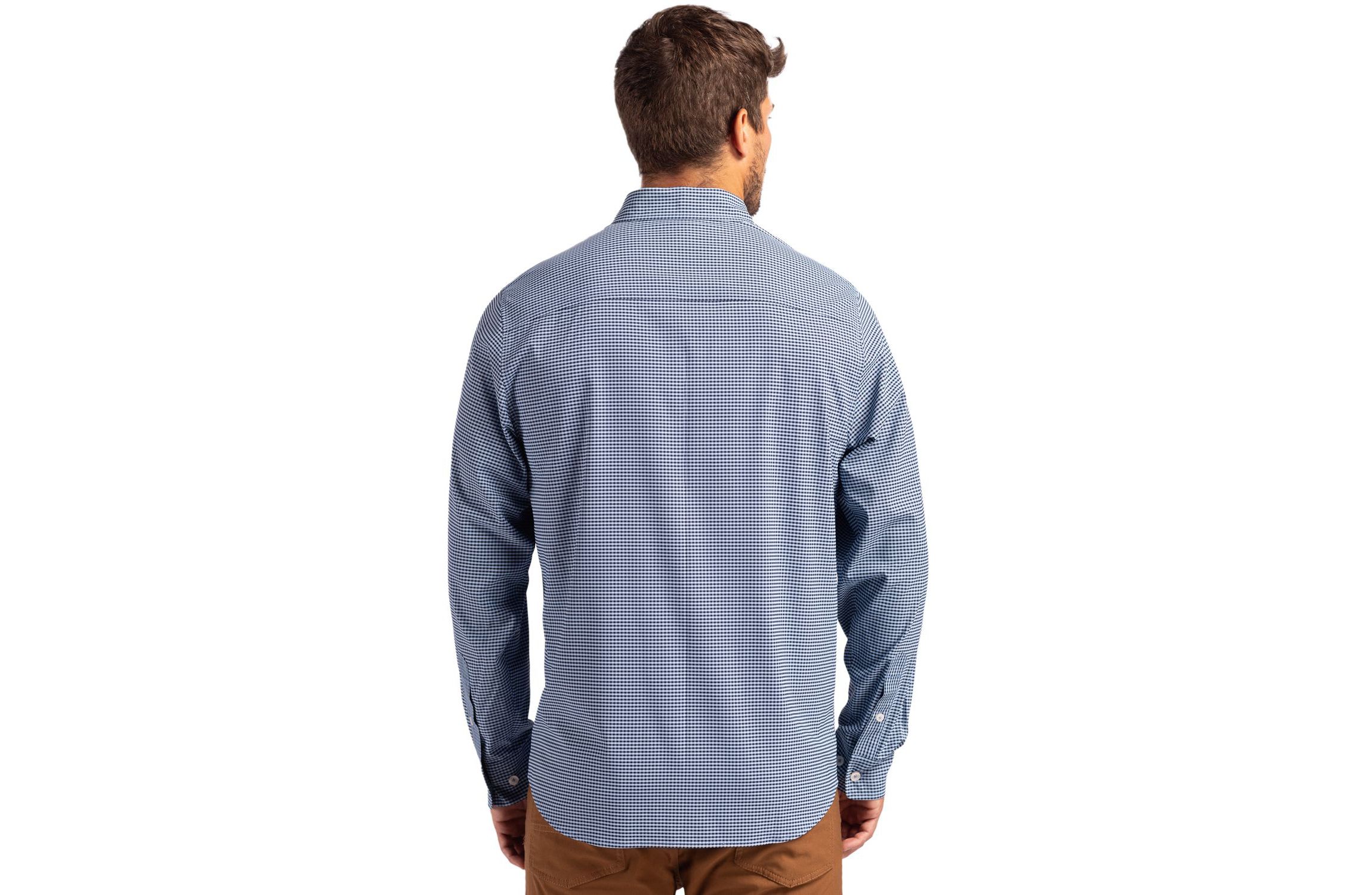 Cutter & Buck Skyline Epic Confidence Recycled Gingham Mens Big & Tall Long Sleeve Dress Shirt