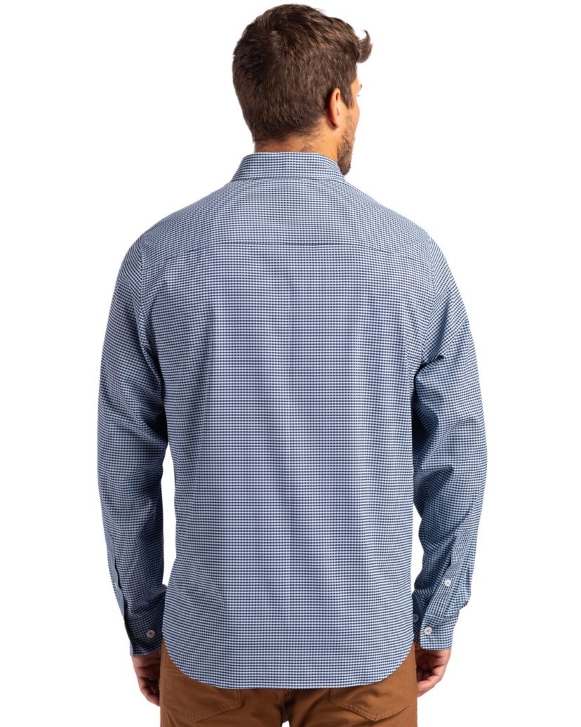 Cutter & Buck Skyline Epic Confidence Recycled Gingham Mens Big & Tall Long Sleeve Dress Shirt