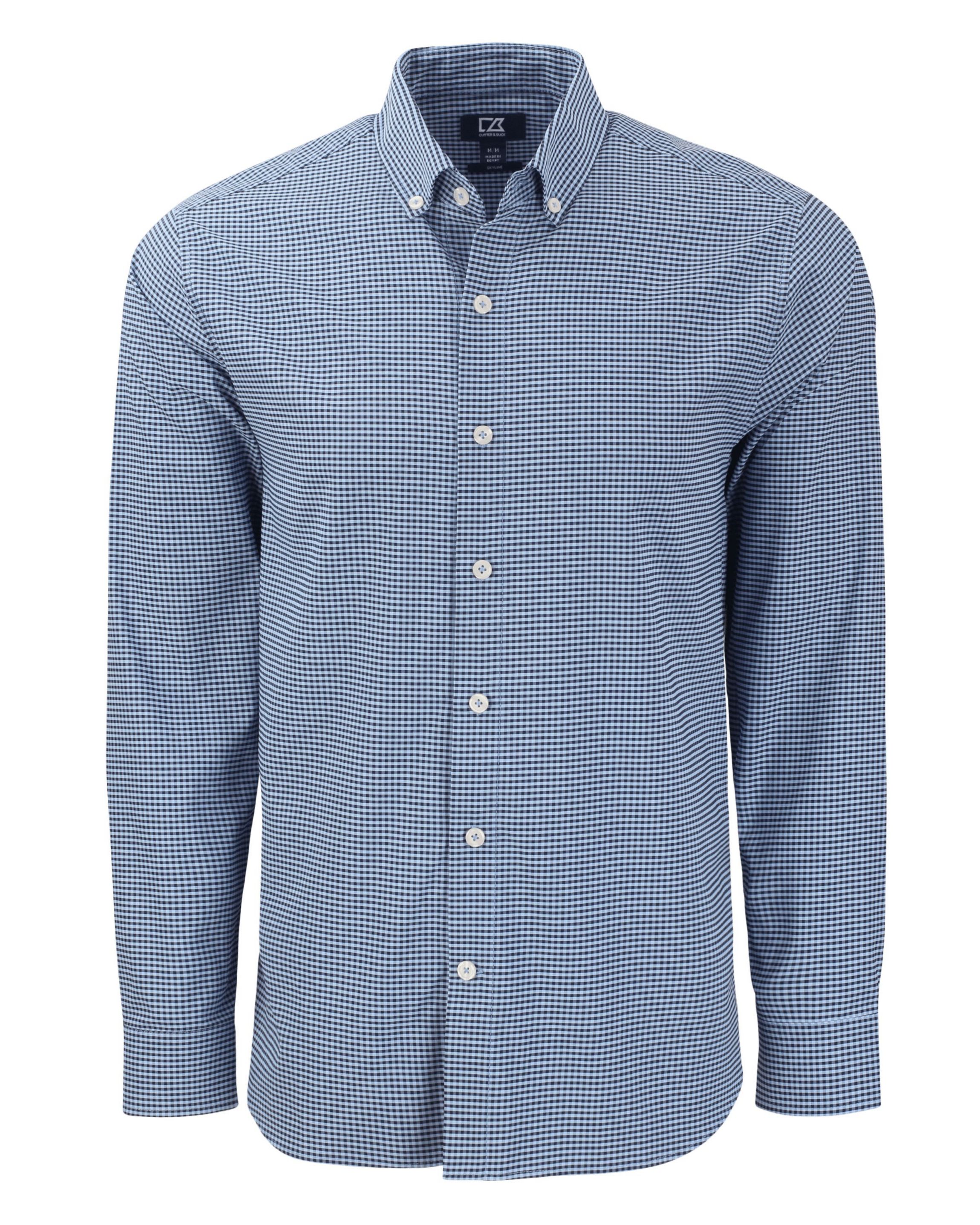 Cutter & Buck Skyline Epic Confidence Recycled Gingham Mens Big & Tall Long Sleeve Dress Shirt