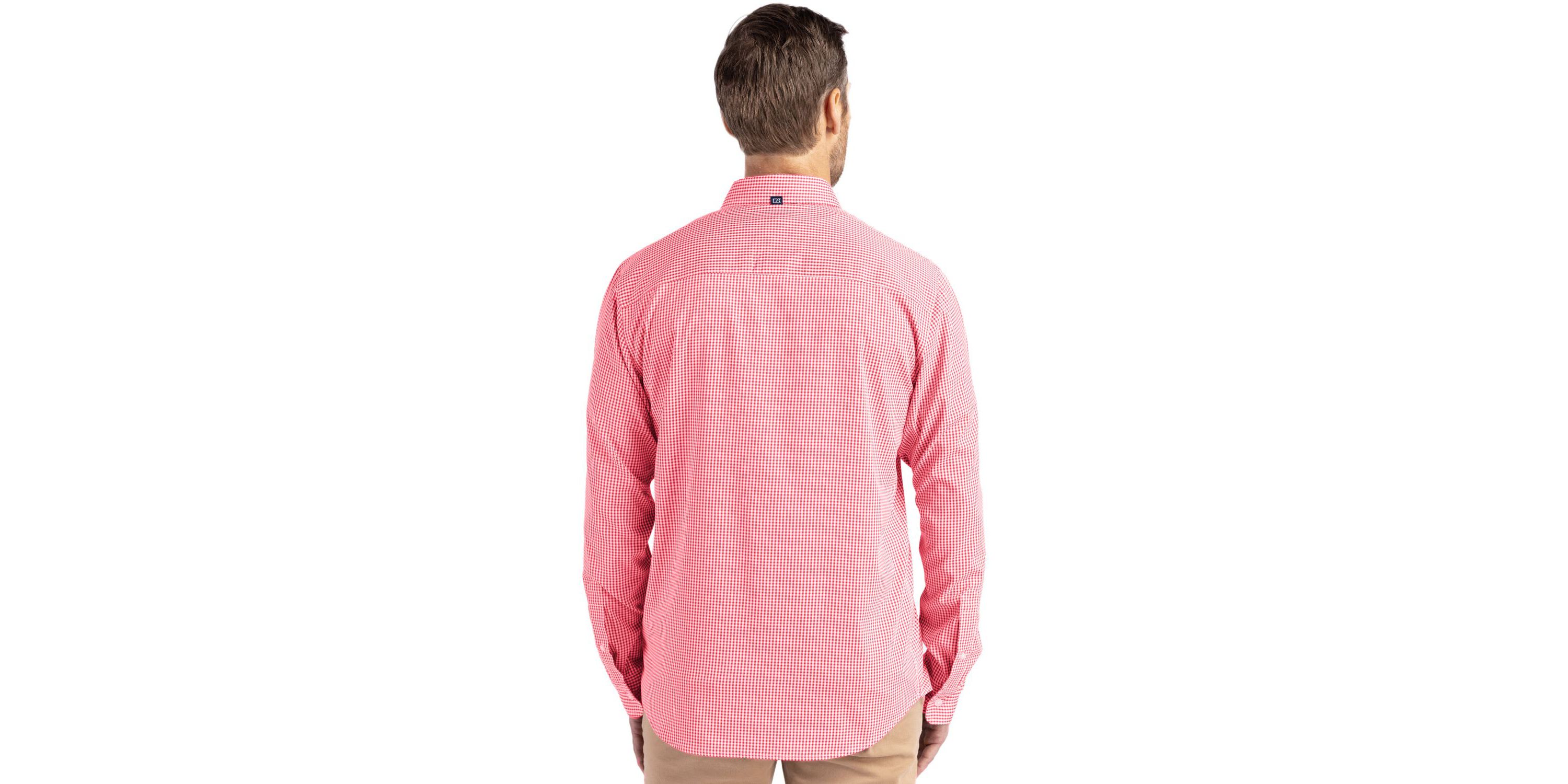 Cutter & Buck Skyline Epic Confidence Recycled Gingham Mens Big & Tall Long Sleeve Dress Shirt