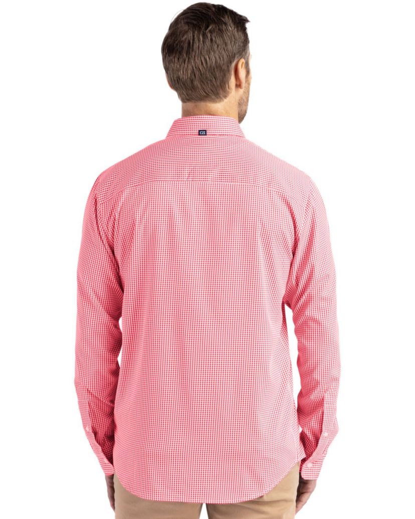 Cutter & Buck Skyline Epic Confidence Recycled Gingham Mens Big & Tall Long Sleeve Dress Shirt