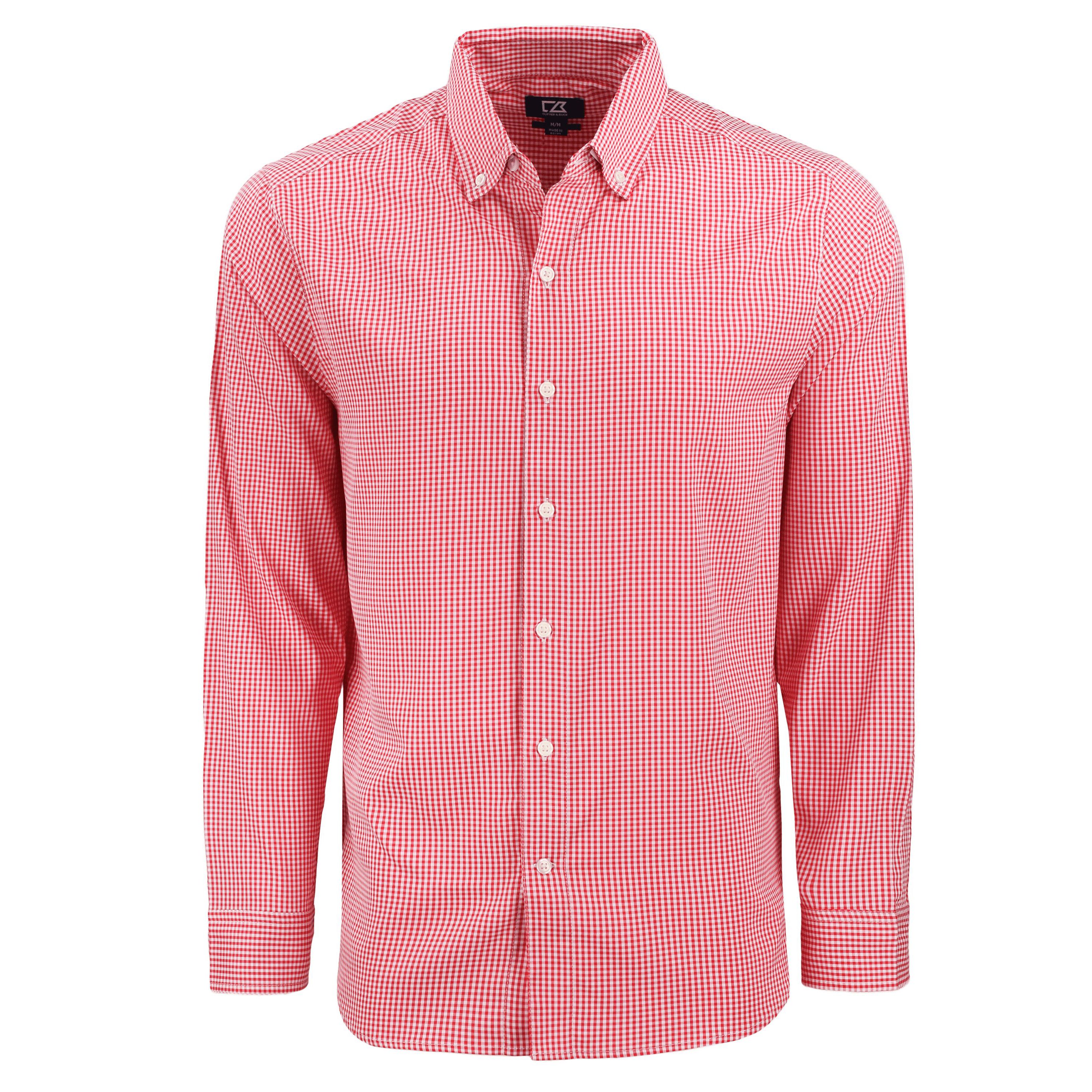 Cutter & Buck Skyline Epic Confidence Recycled Gingham Mens Big & Tall Long Sleeve Dress Shirt