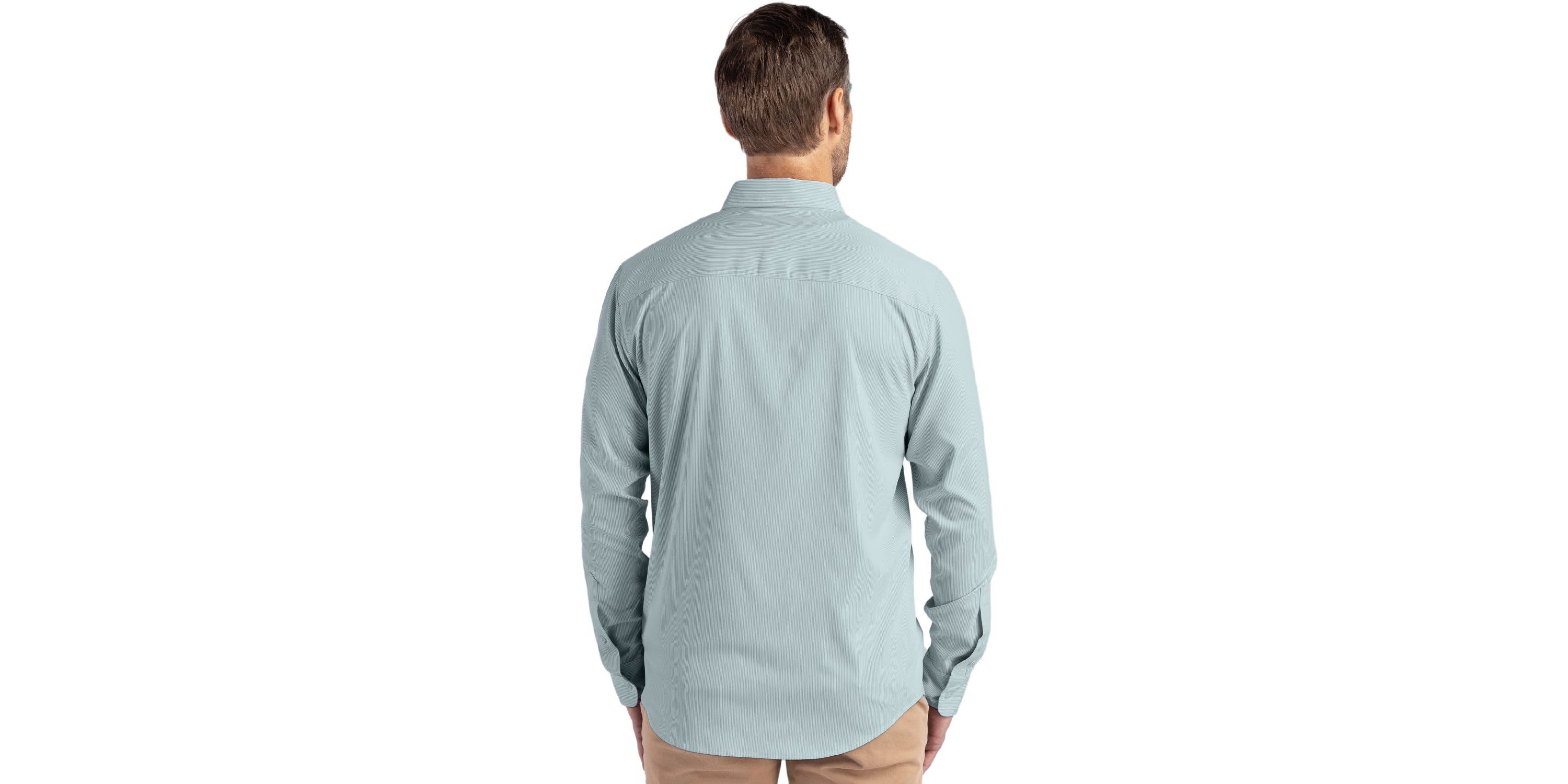 Cutter & Buck Skyline Epic Confidence Recycled Pinstripe Mens Big & Tall Long Sleeve Dress Shirt