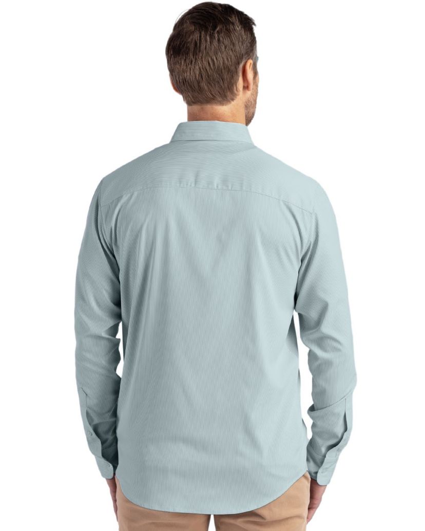 Cutter & Buck Skyline Epic Confidence Recycled Pinstripe Mens Big & Tall Long Sleeve Dress Shirt