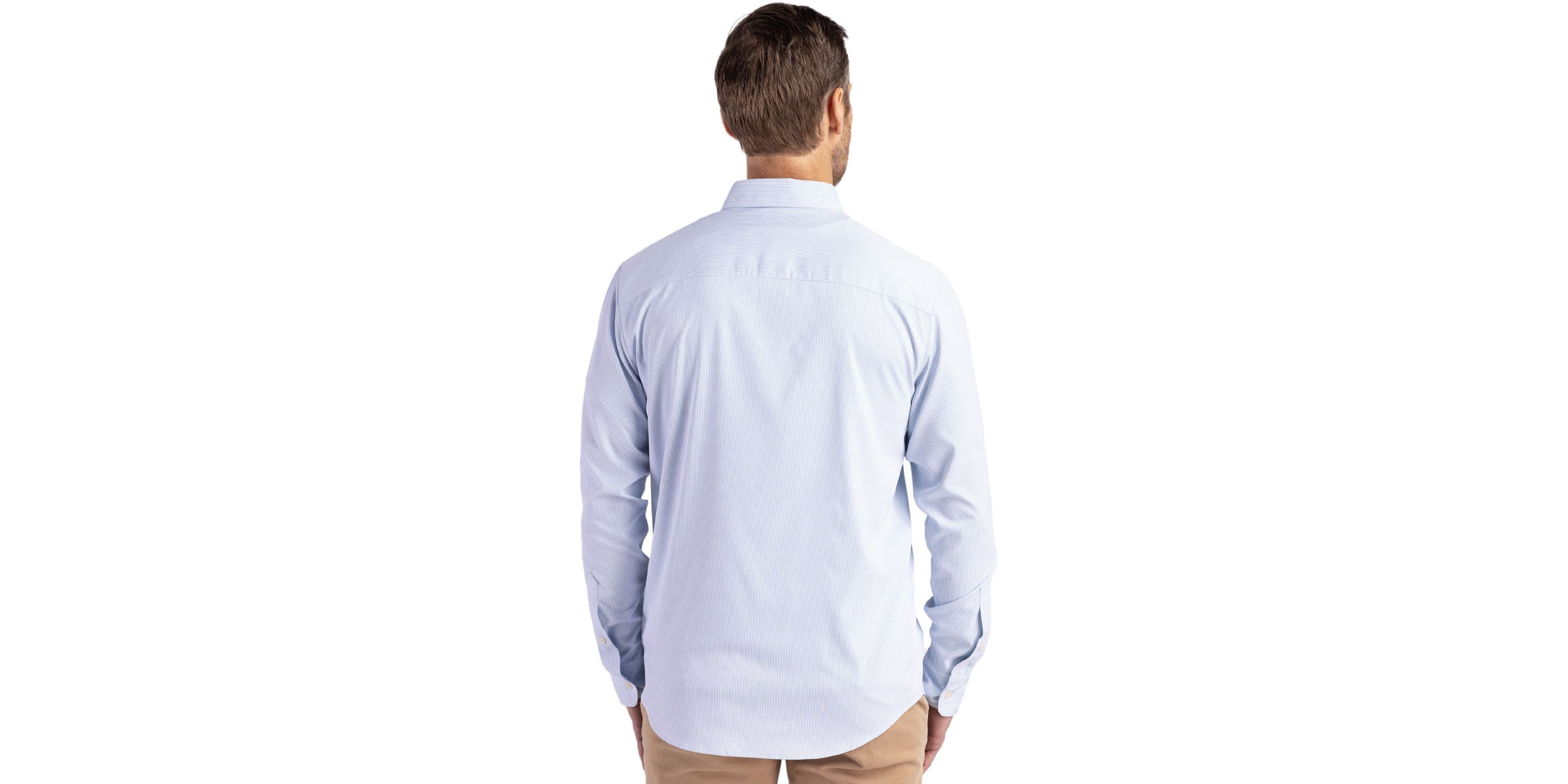 Cutter & Buck Skyline Epic Confidence Recycled Pinstripe Mens Big & Tall Long Sleeve Dress Shirt