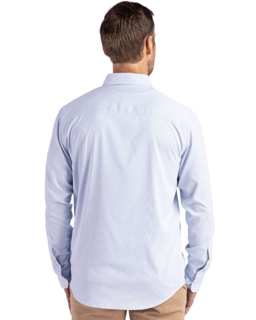 Cutter & Buck Skyline Epic Confidence Recycled Pinstripe Mens Big & Tall Long Sleeve Dress Shirt