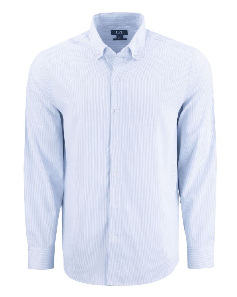 Cutter & Buck Skyline Epic Confidence Recycled Pinstripe Mens Big & Tall Long Sleeve Dress Shirt