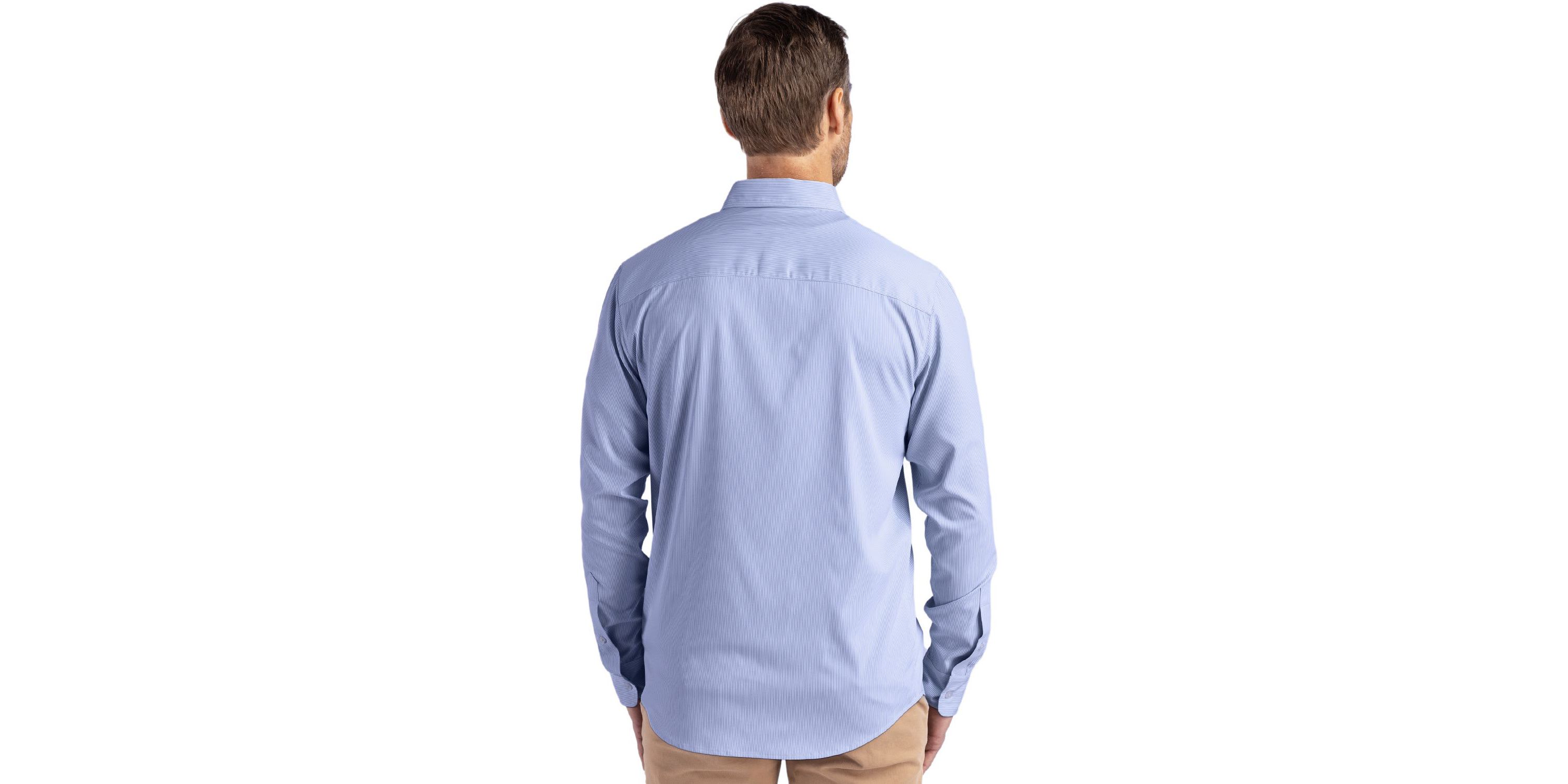Cutter & Buck Skyline Epic Confidence Recycled Pinstripe Mens Big & Tall Long Sleeve Dress Shirt