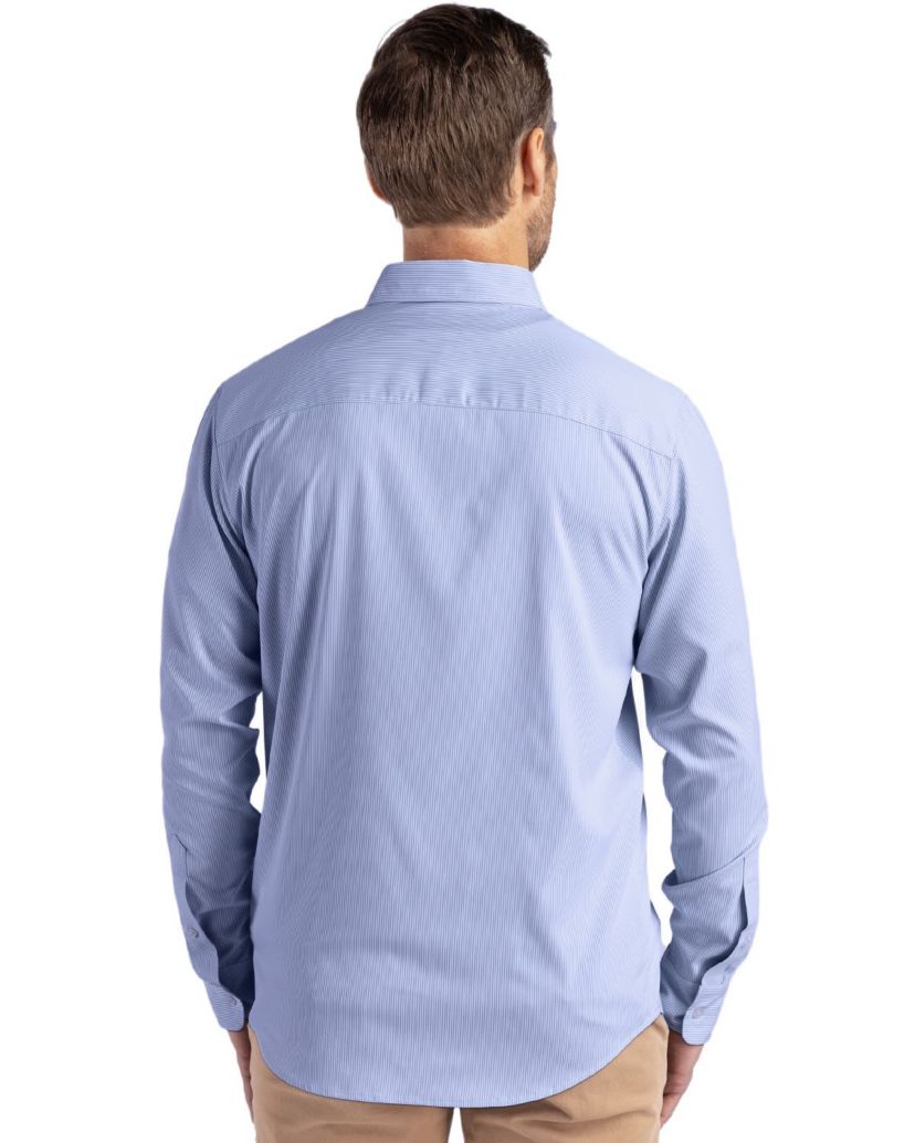 Cutter & Buck Skyline Epic Confidence Recycled Pinstripe Mens Big & Tall Long Sleeve Dress Shirt