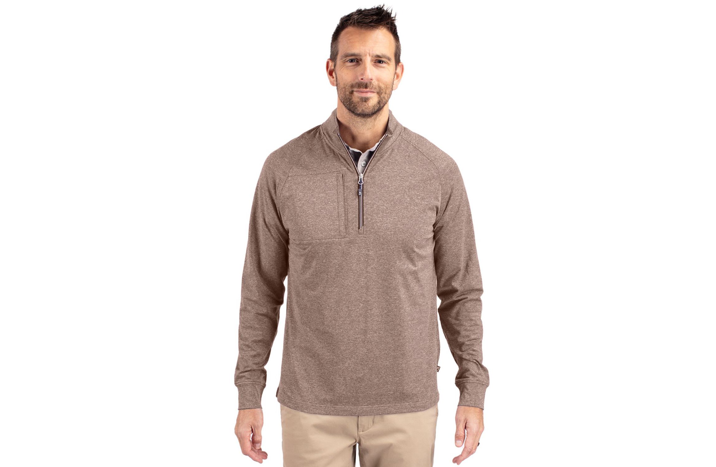 Cutter & Buck Adapt Eco Knit Heather Mens Quarter Zip Pullover