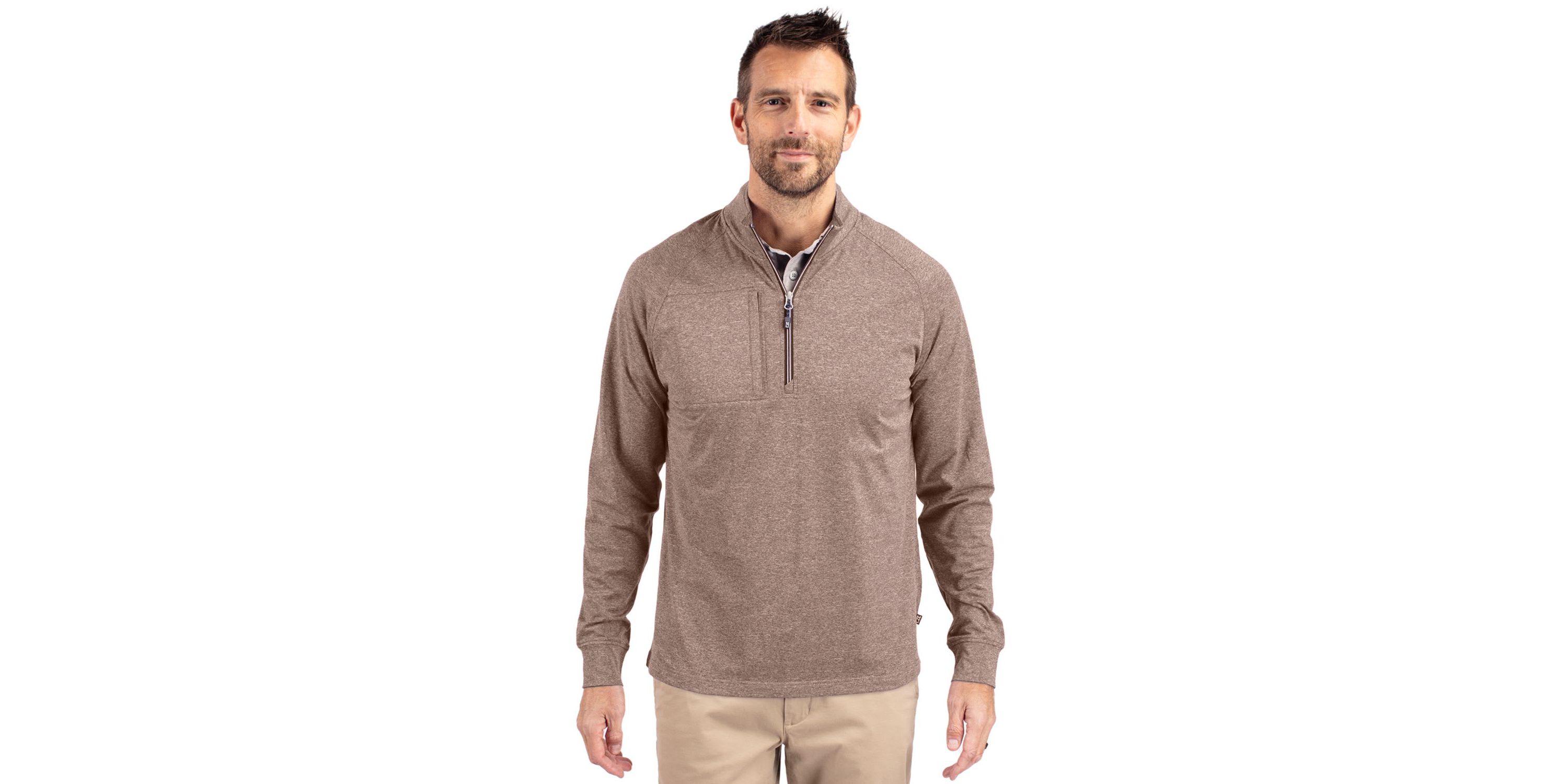 Cutter & Buck Adapt Eco Knit Heather Mens Quarter Zip Pullover