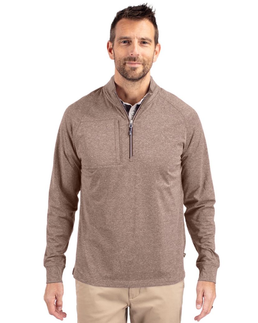 Cutter & Buck Adapt Eco Knit Heather Mens Quarter Zip Pullover