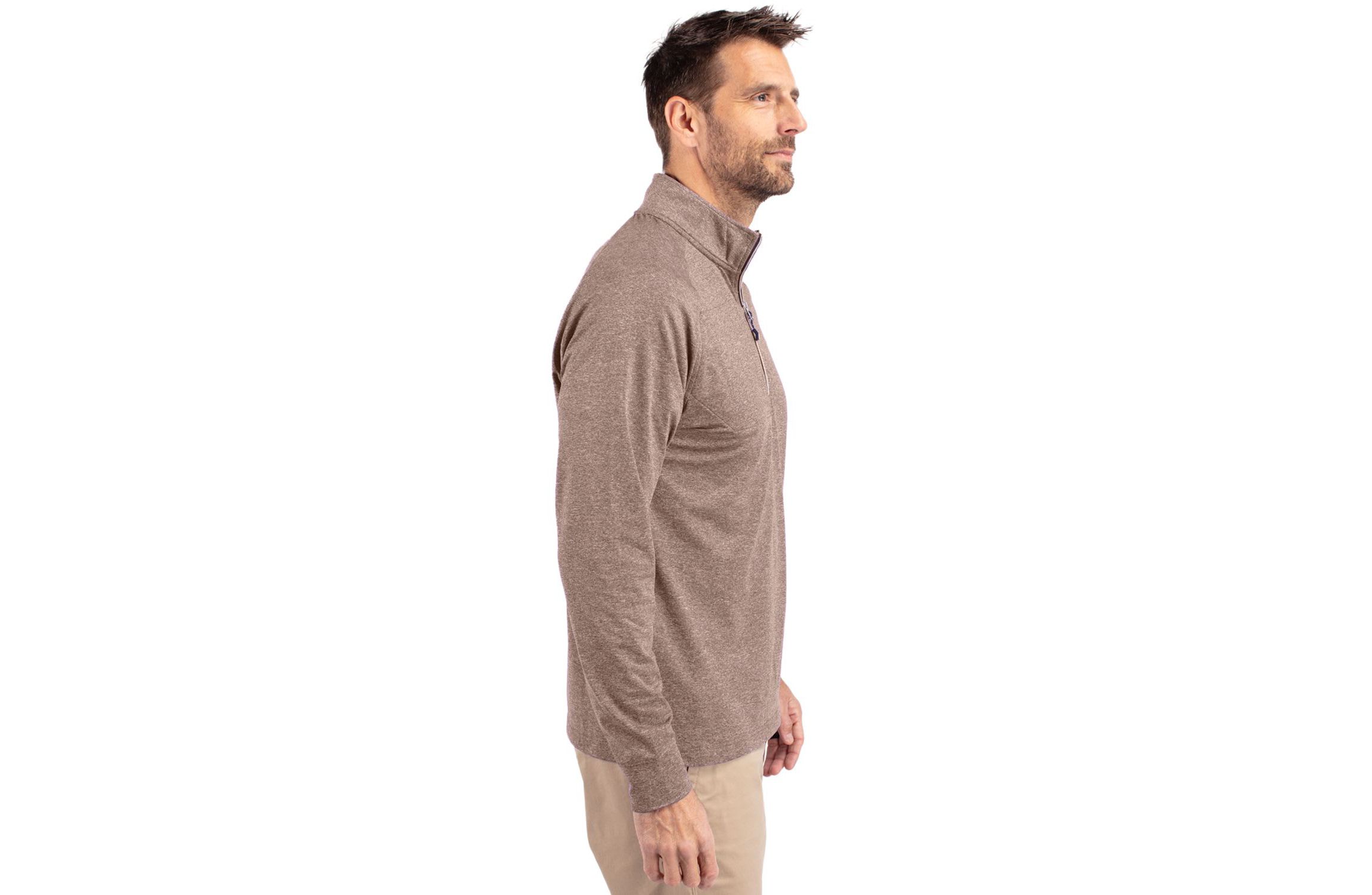Cutter & Buck Adapt Eco Knit Heather Mens Quarter Zip Pullover