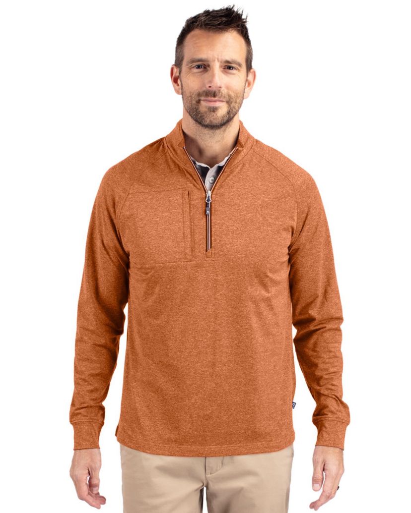 Cutter & Buck Adapt Eco Knit Heather Mens Quarter Zip Pullover