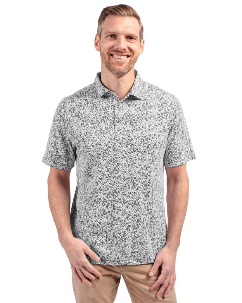 Cutter & Buck Virtue Eco Pique Botanical Print Recycled Mens Polo
