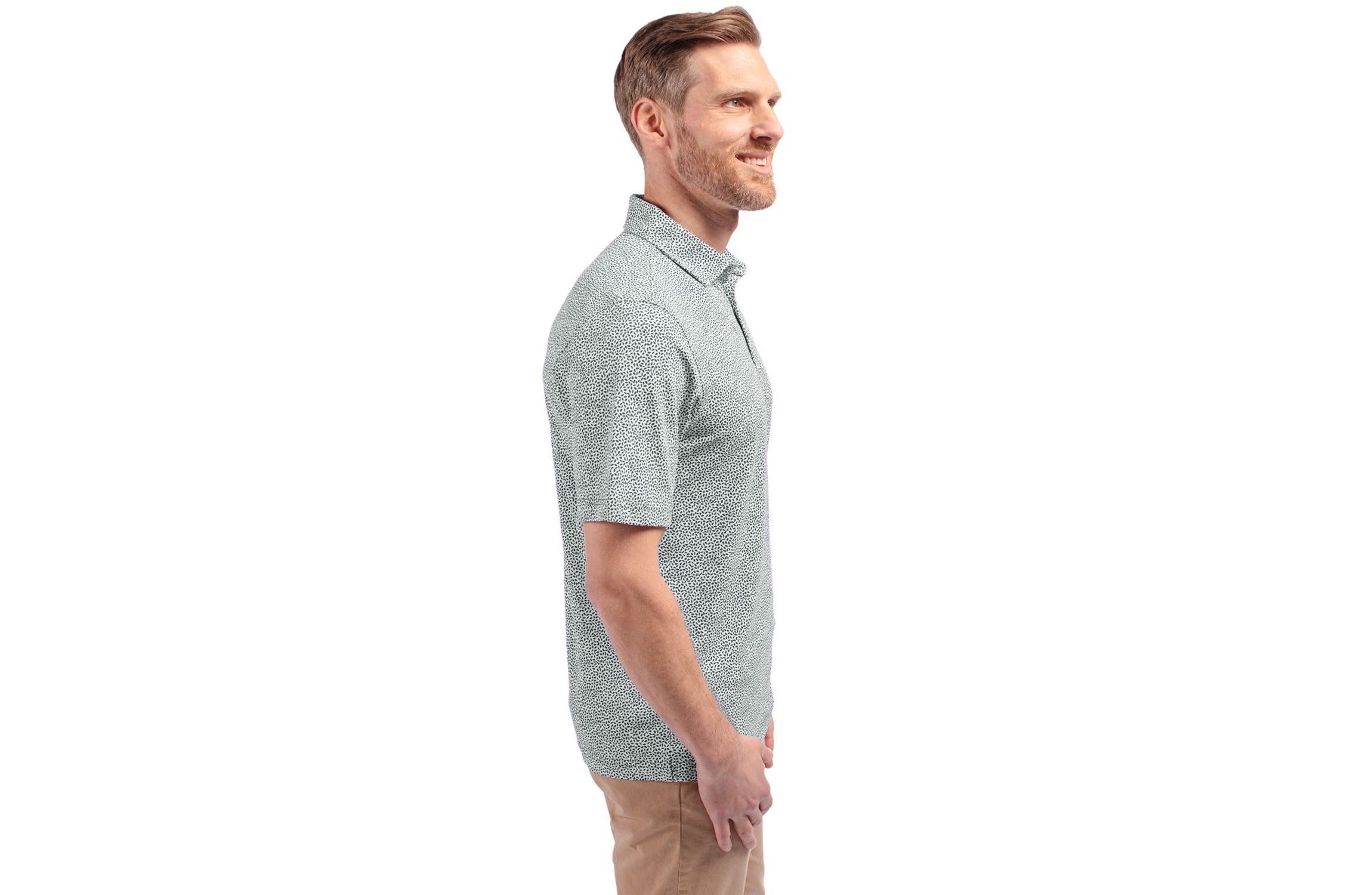 Cutter & Buck Virtue Eco Pique Botanical Print Recycled Mens Polo