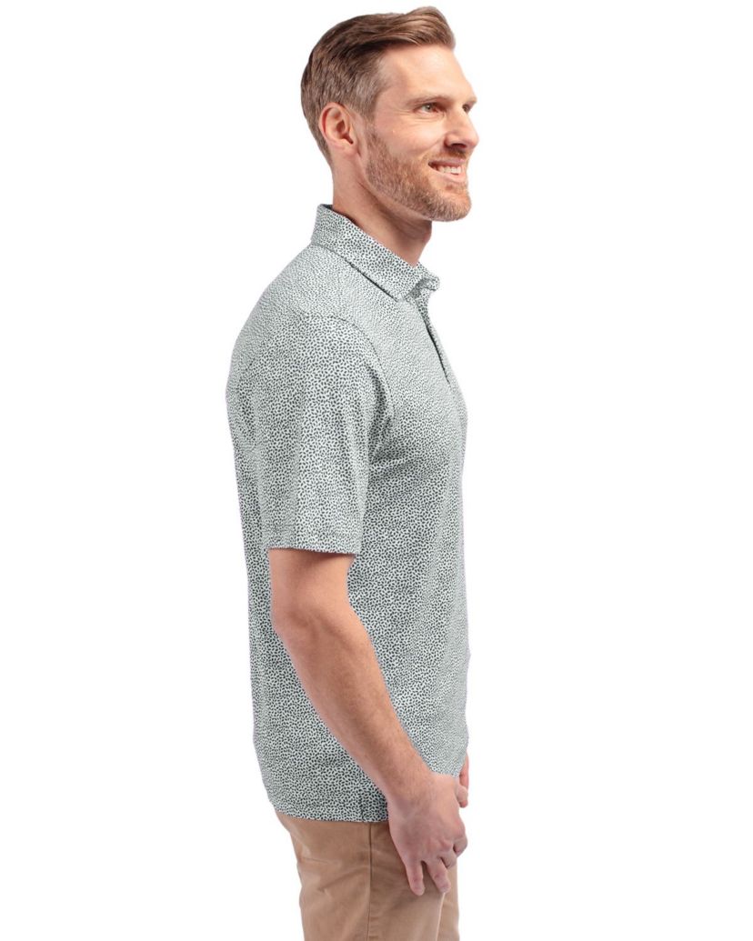 Cutter & Buck Virtue Eco Pique Botanical Print Recycled Mens Polo