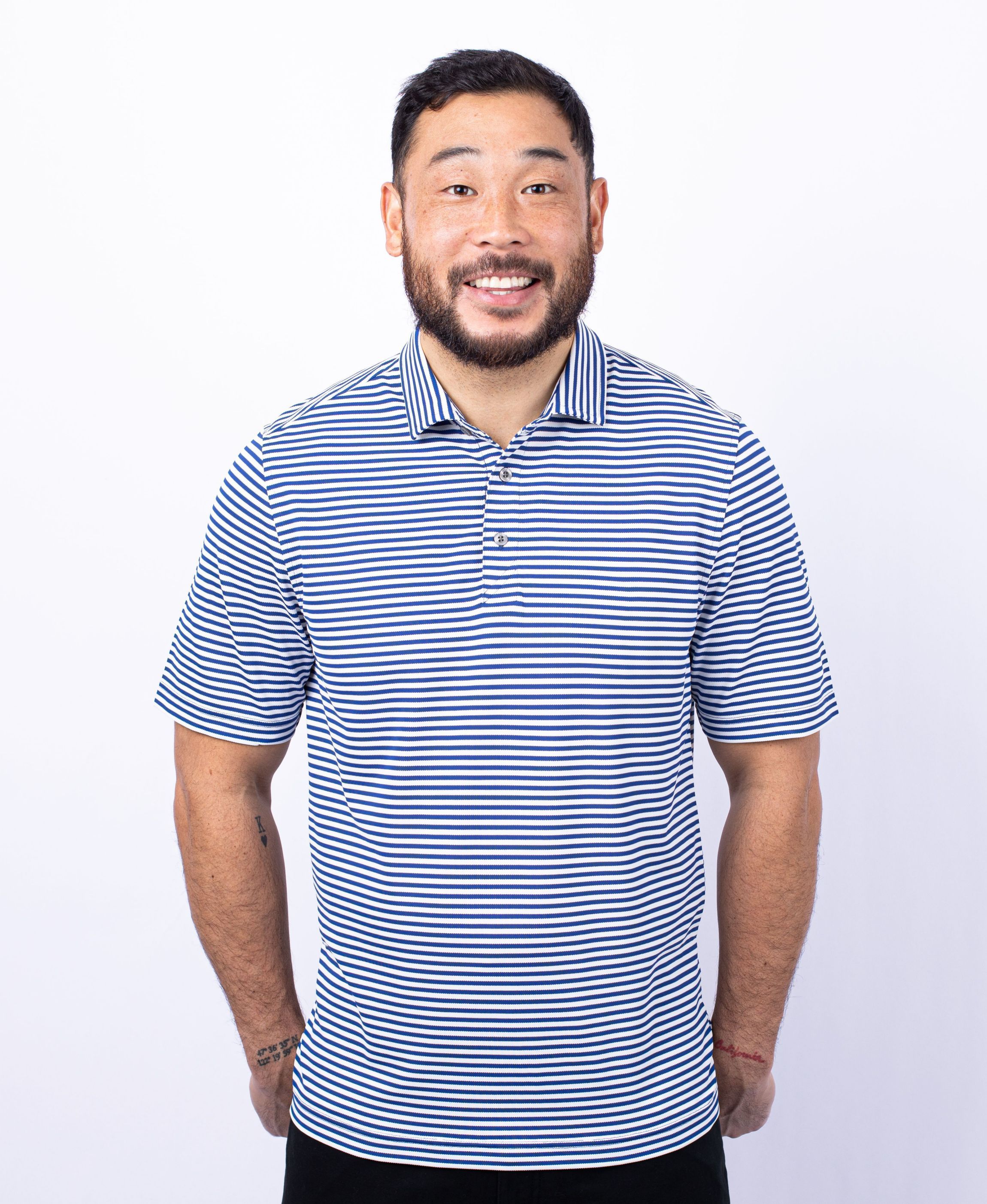 Virtue Eco Pique Stripe Recycled Mens Polo