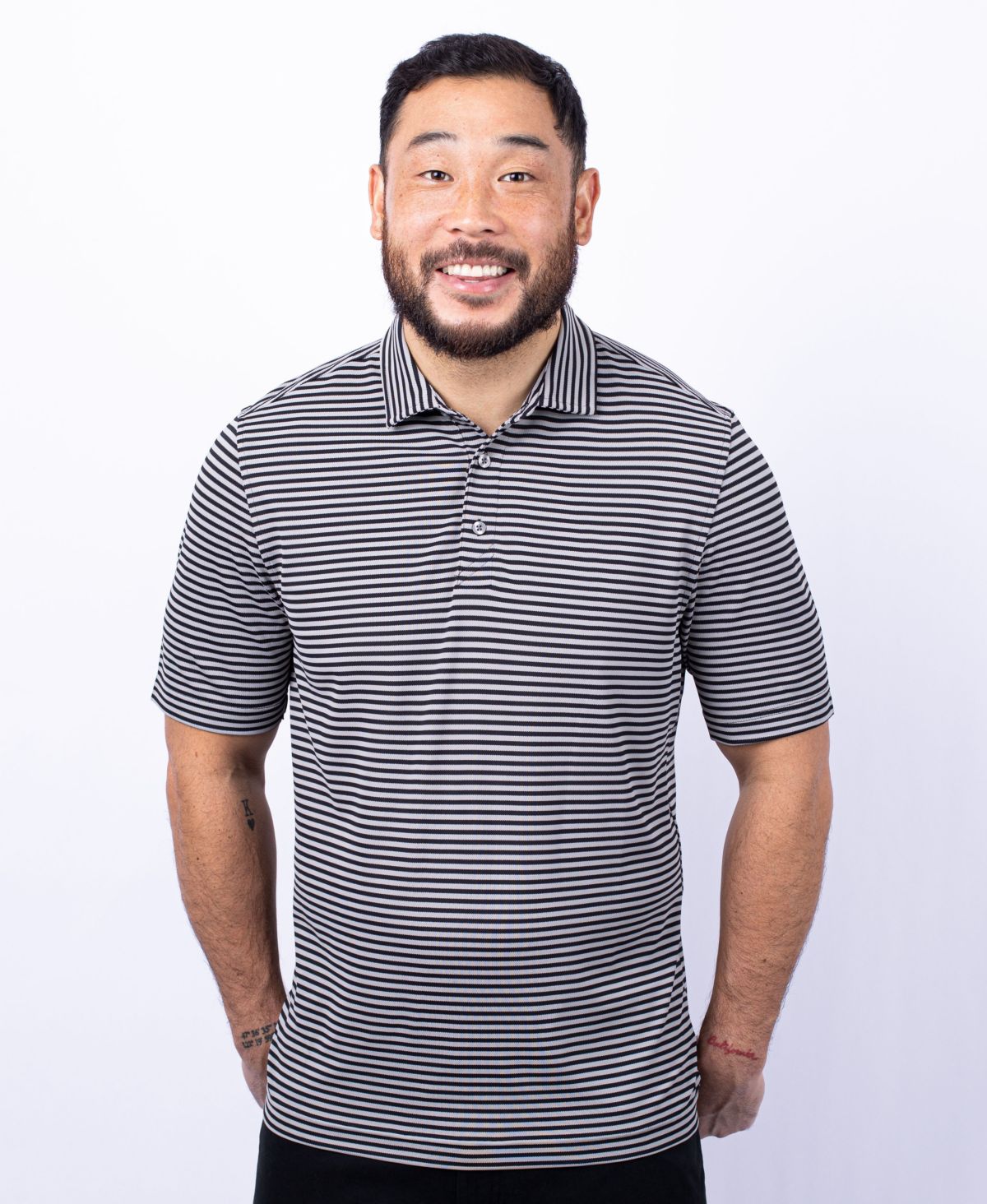 Virtue Eco Pique Stripe Recycled Mens Polo