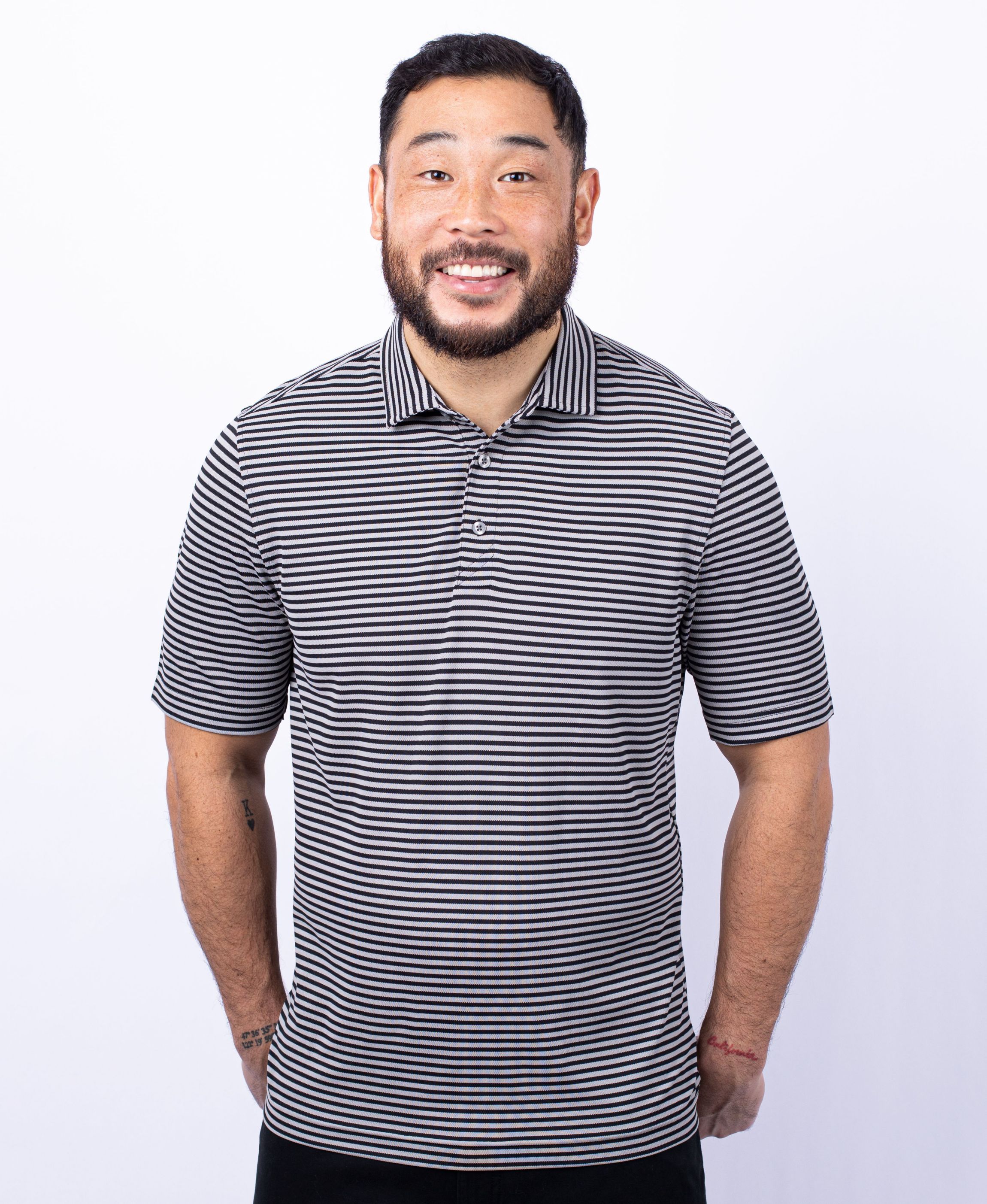 Virtue Eco Pique Stripe Recycled Mens Polo