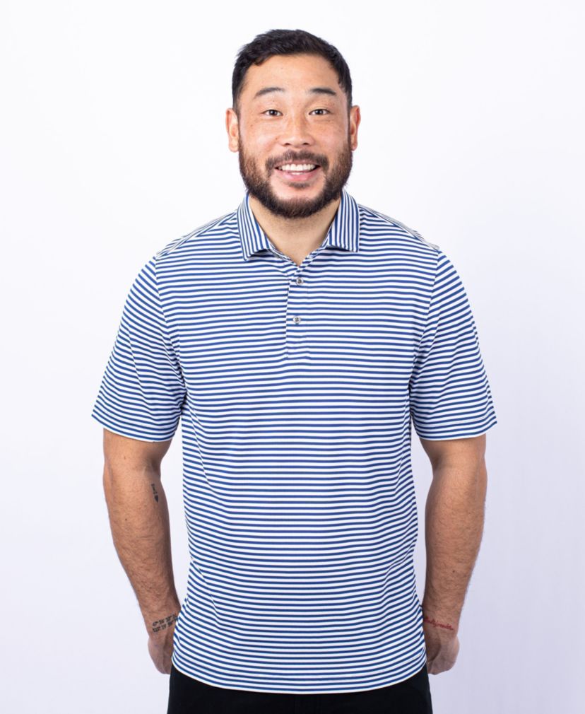 Virtue Eco Pique Stripe Recycled Mens Polo