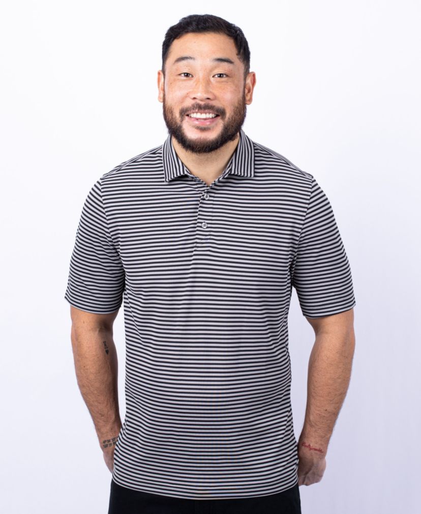 Virtue Eco Pique Stripe Recycled Mens Polo