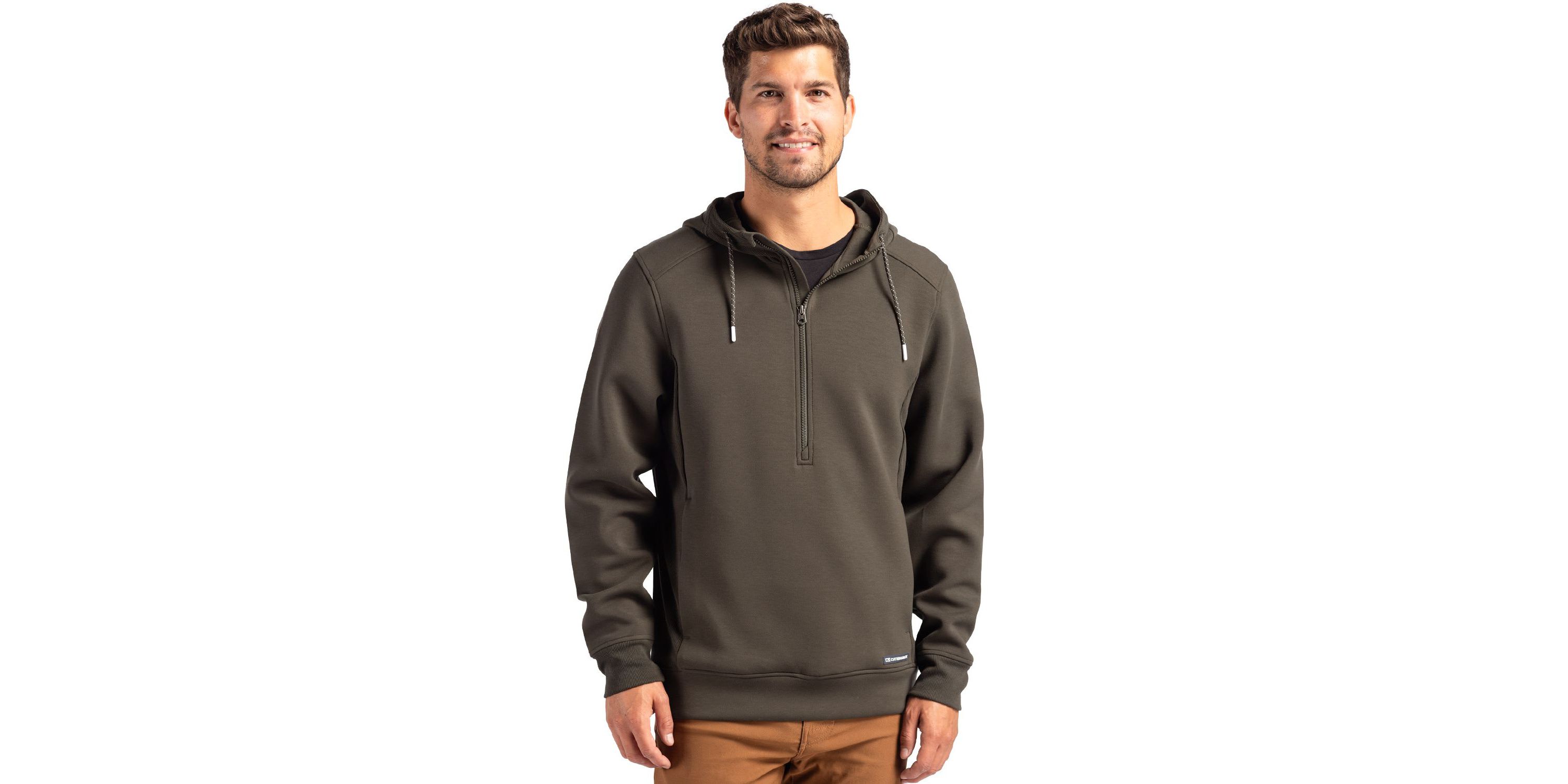 Cutter & Buck Roam Eco Half Zip Recycled Mens Hooded Pullover