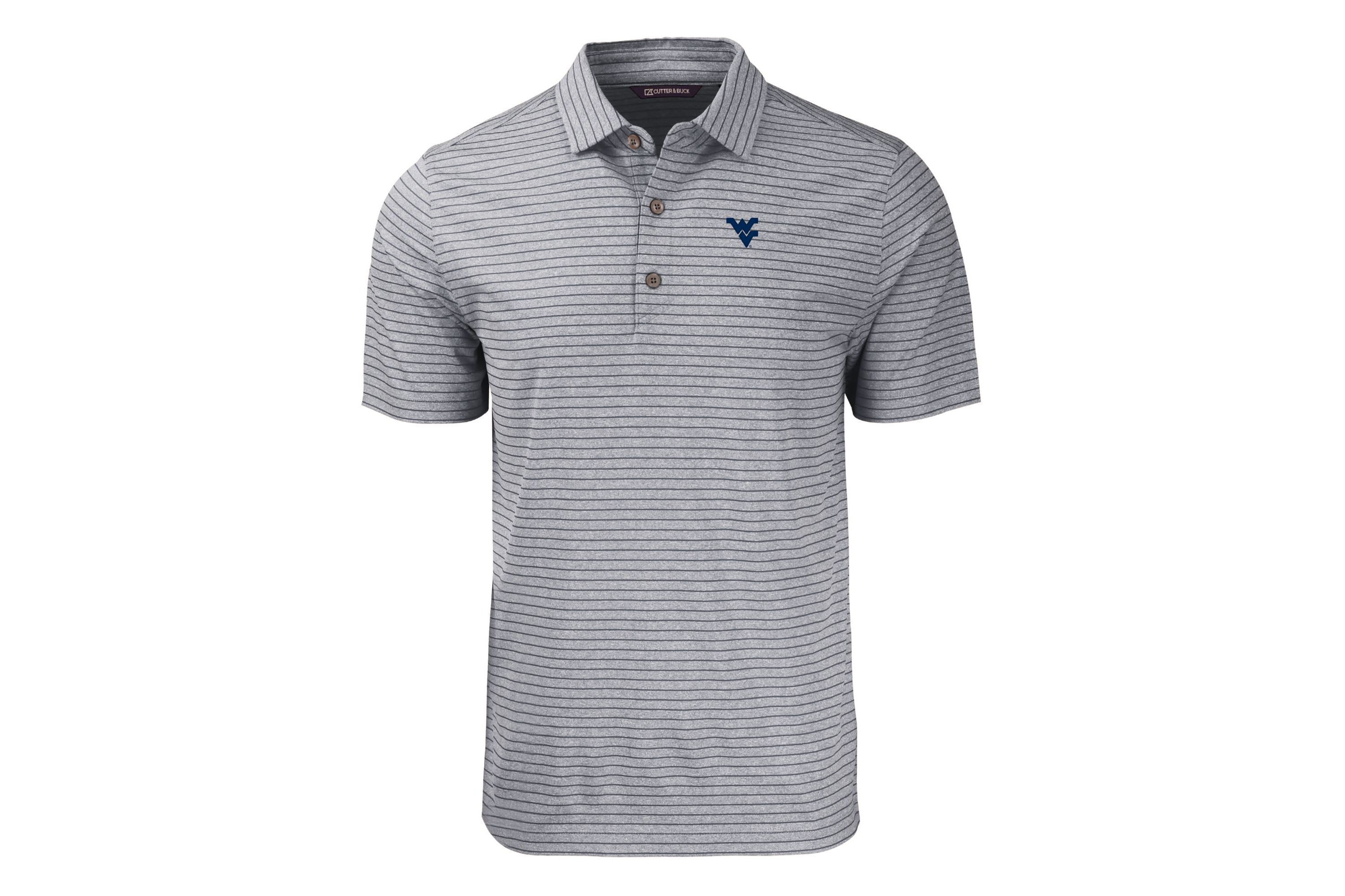 NCAA West Virginia Mountaineers Forge Eco Heather Stripe Stretch Recycled Polo