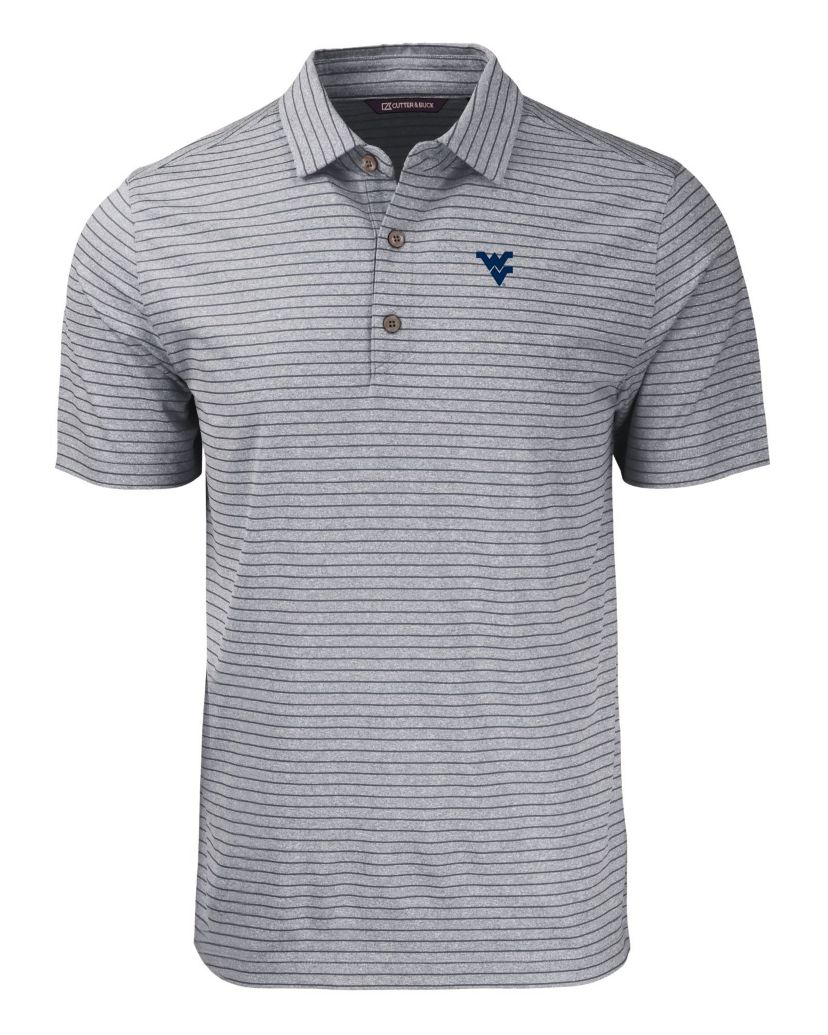 NCAA West Virginia Mountaineers Forge Eco Heather Stripe Stretch Recycled Polo