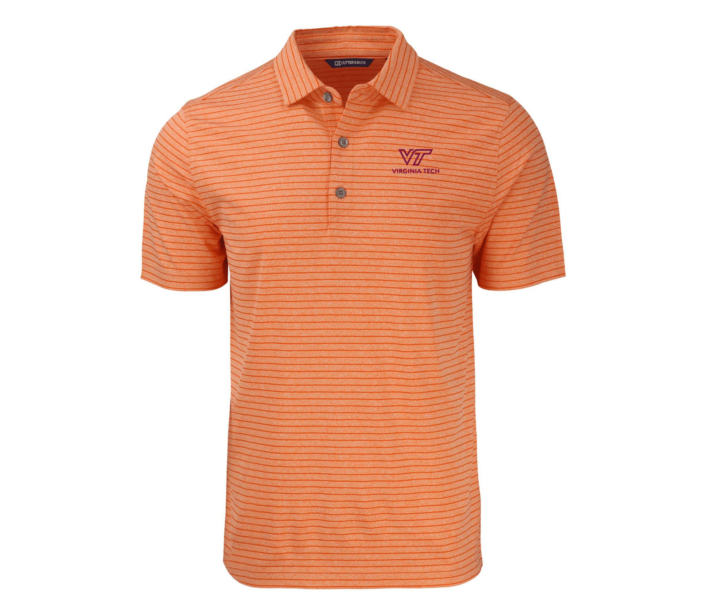 NCAA Virginia Tech Hokies Forge Eco Heather Stripe Stretch Recycled Polo