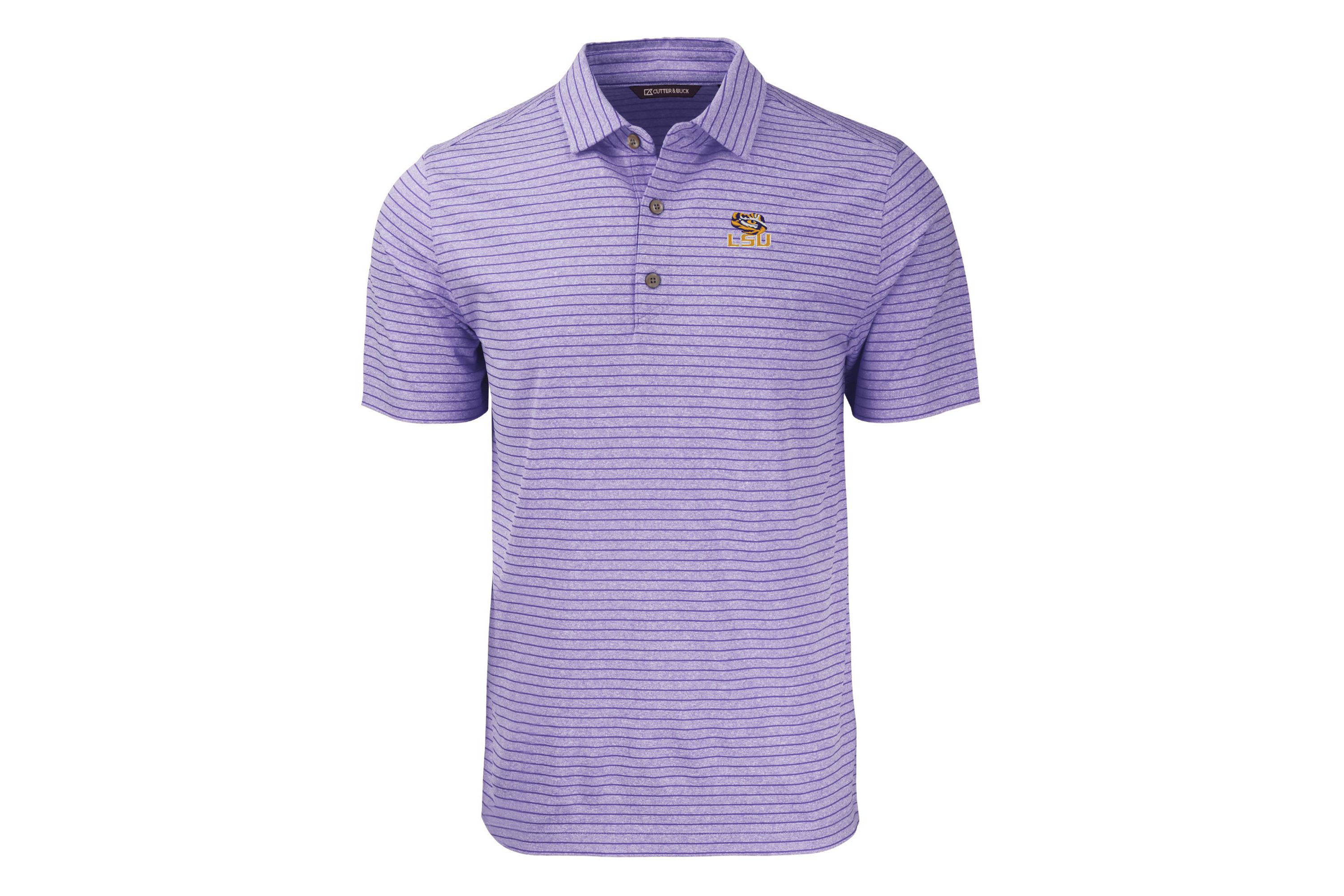 NCAA LSU Tigers Forge Eco Heather Stripe Stretch Recycled Polo