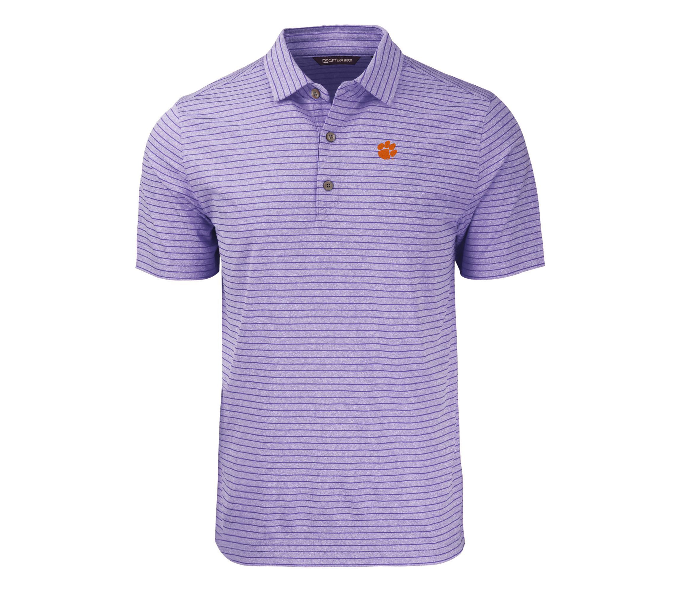 NCAA Clemson Tigers Forge Eco Heather Stripe Stretch Recycled Polo