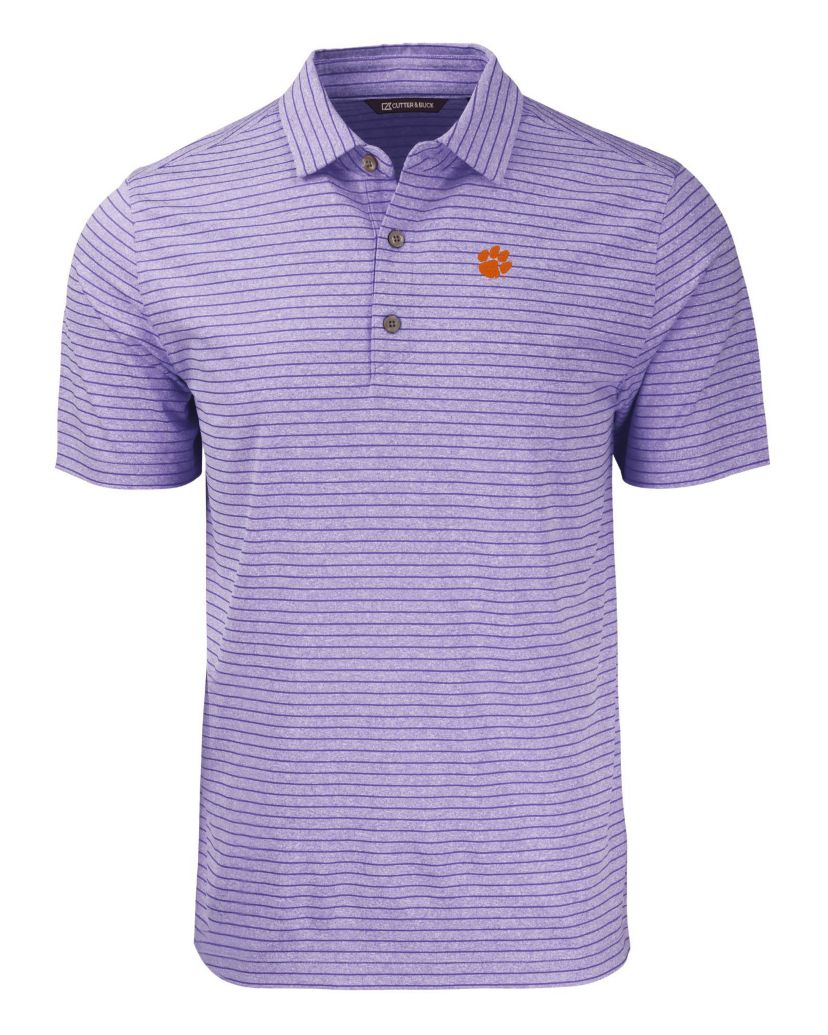 NCAA Clemson Tigers Forge Eco Heather Stripe Stretch Recycled Polo