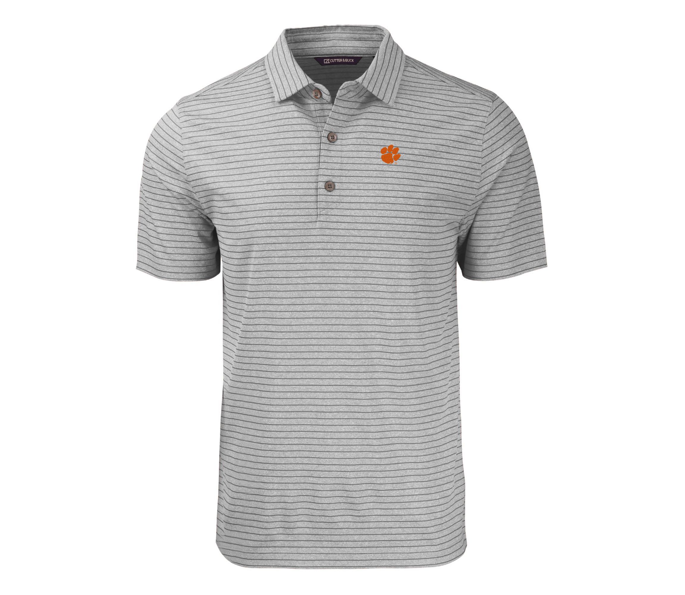 NCAA Clemson Tigers Forge Eco Heather Stripe Stretch Recycled Polo